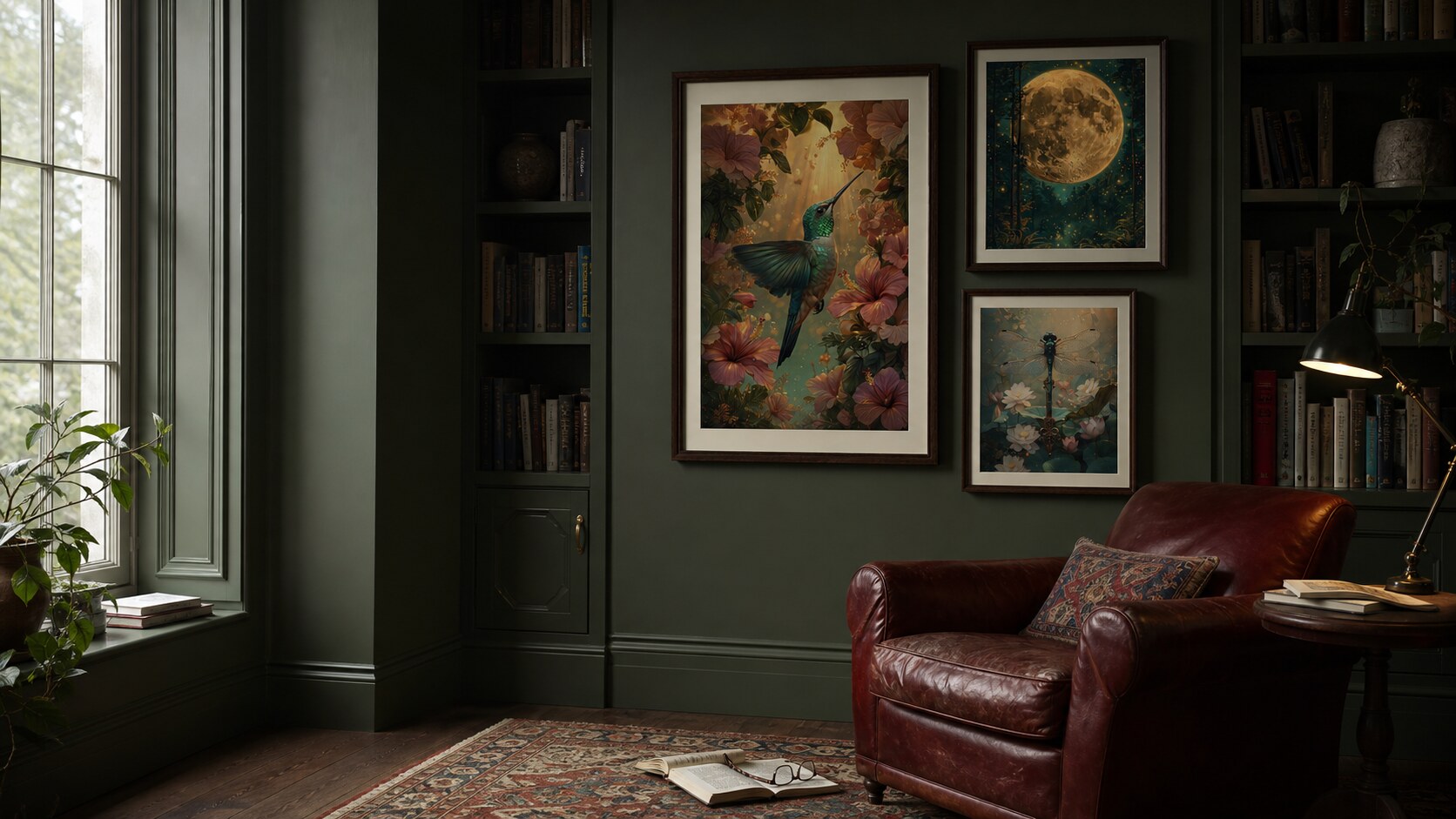 William Morris prints in a contemporary British reading room
