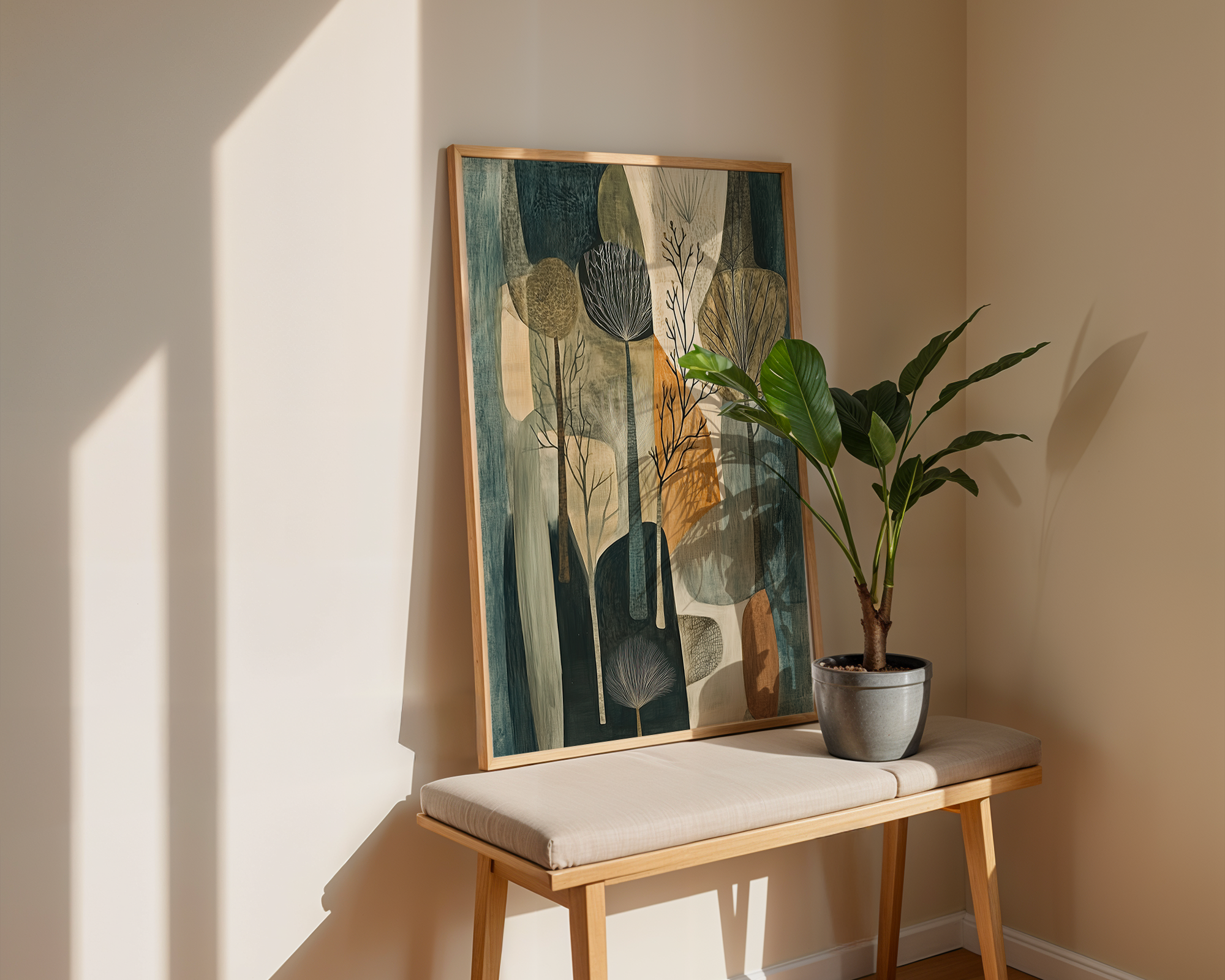 still-grove-modern-woodland-silhouette-in-earth-tones mockup