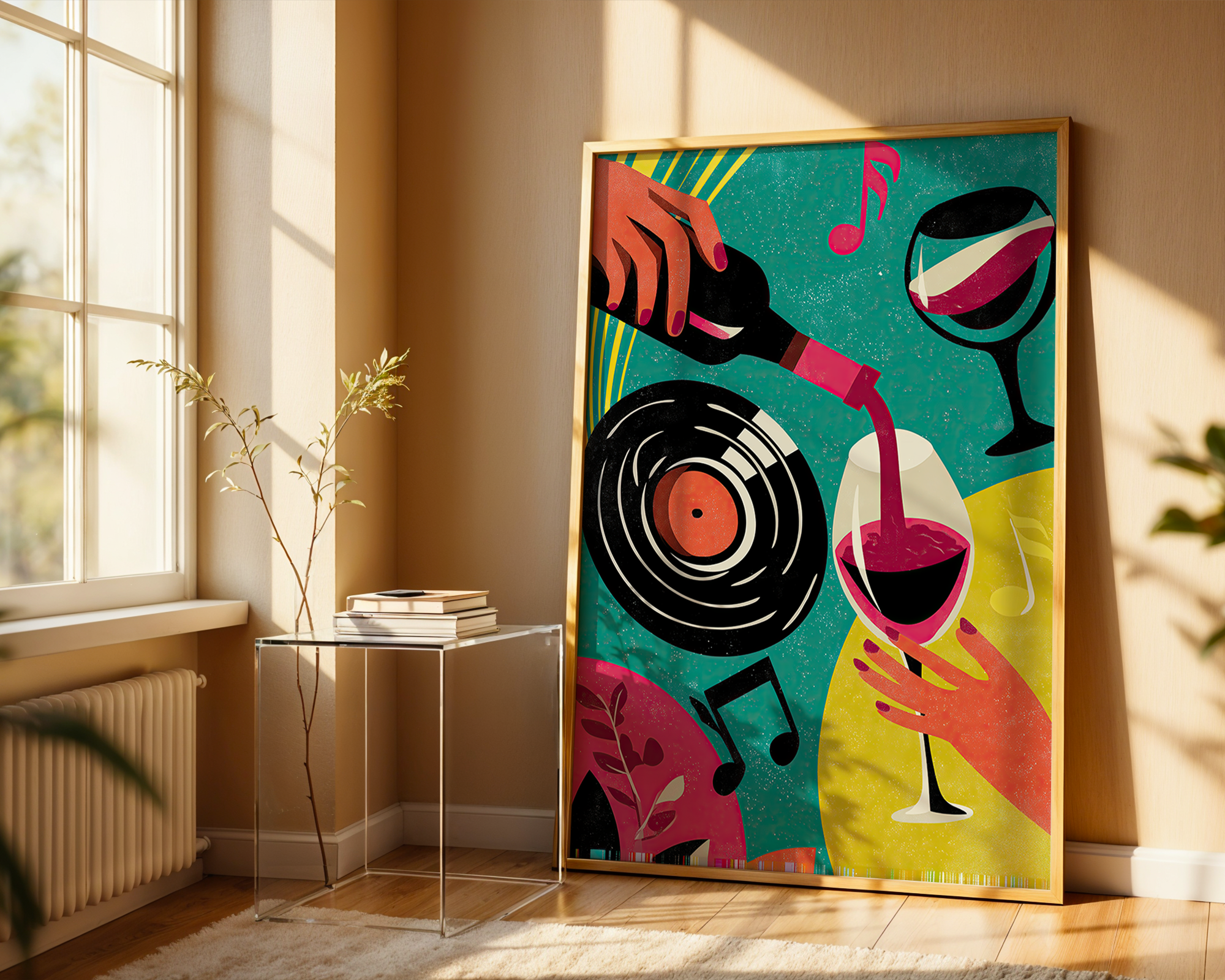 the-music-and-wine-social-club-retro-pop-art-print mockup