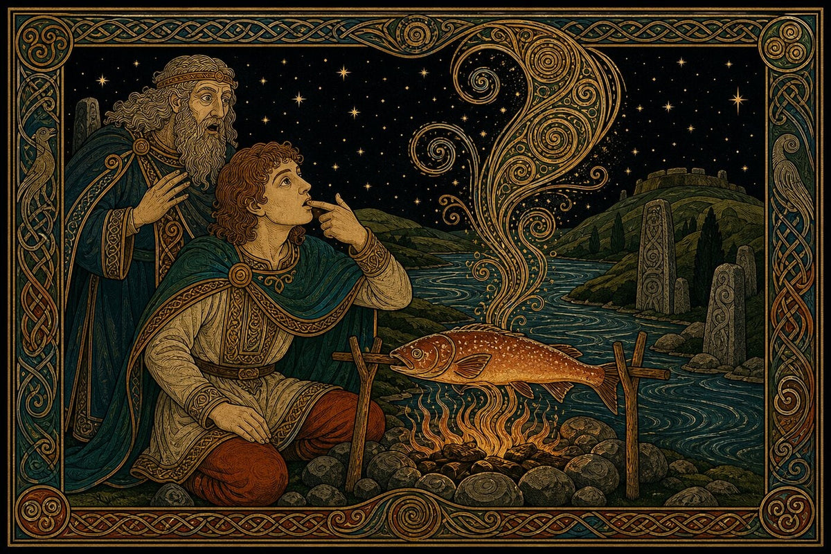 Original illustration for Fionn and the Salmon of Knowledge