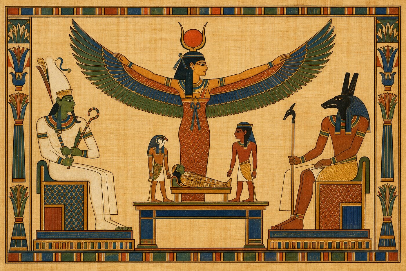 Original illustration for Isis Secures Horus's Kingship
