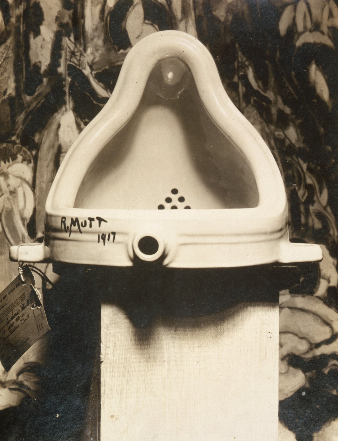 Marcel Duchamp, Fountain, 1917. Photograph by Alfred Stieglitz, 1917. The original Fountain was lost shortly after the exhibition; this is the surviving photograph.