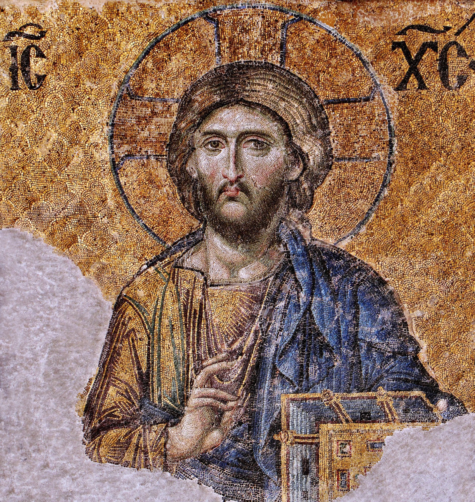 Christ Pantocrator mosaic, Hagia Sophia, Istanbul. Late Byzantine.