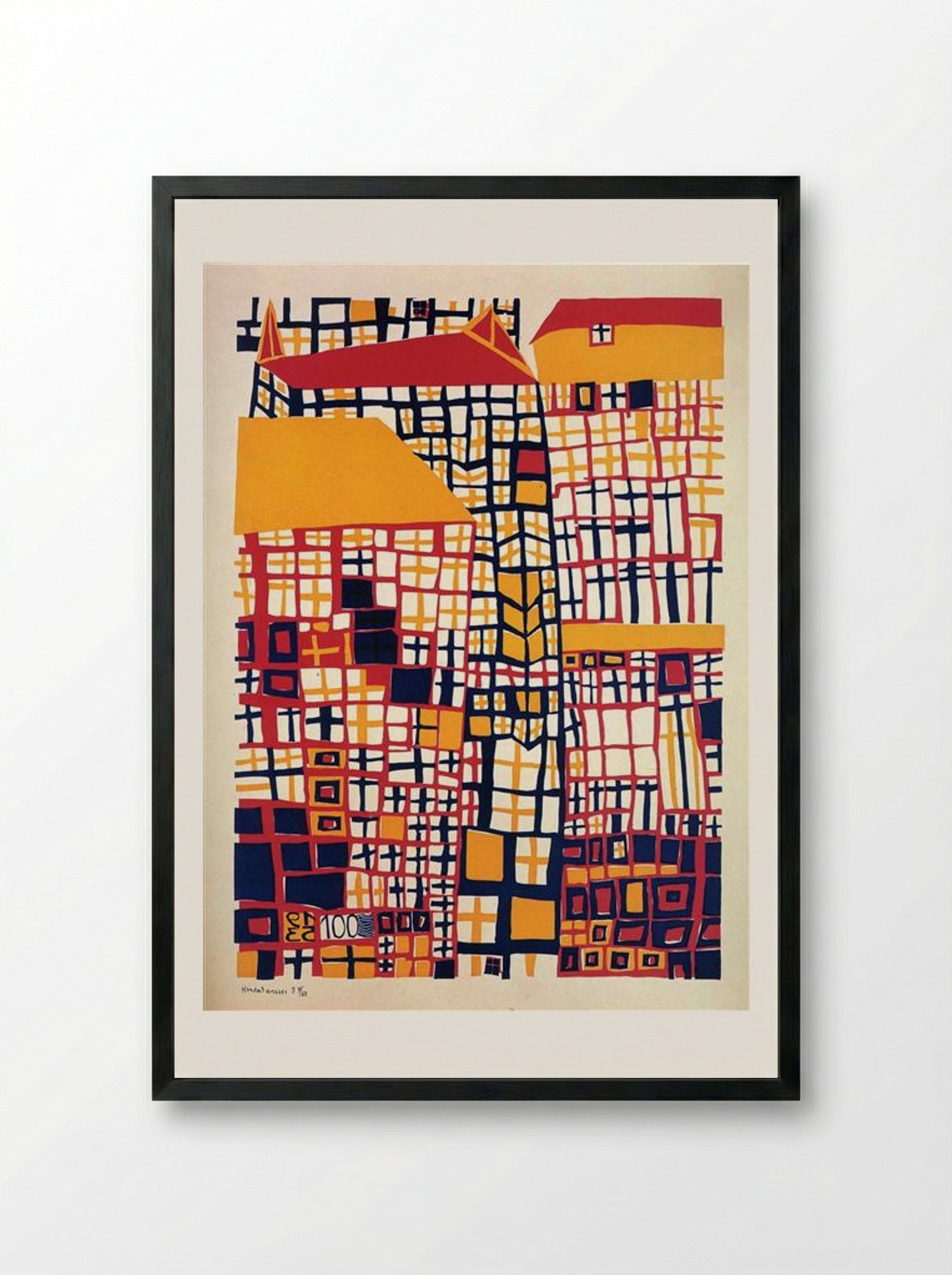 155 Three High Houses - Friedensreich Hundertwasser - Framed Print Black