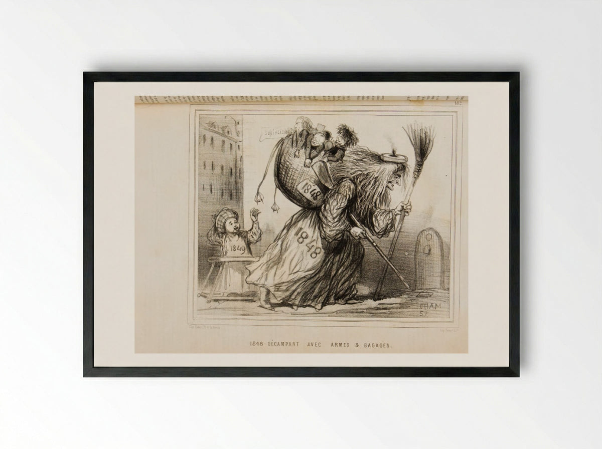 1848 Décampant avec Armes et Bagages - Cham - Framed Print Black