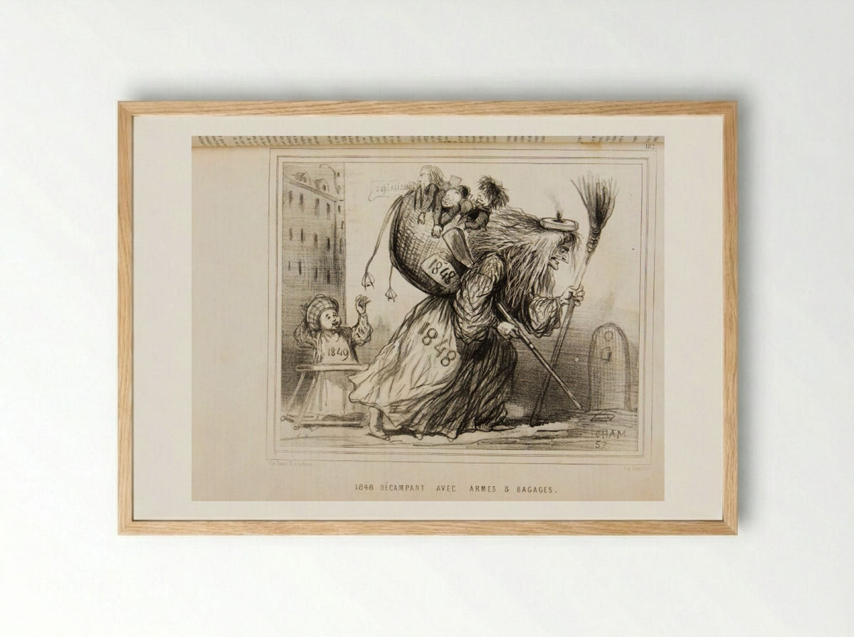 1848 Décampant avec Armes et Bagages - Cham - Framed Print Wood