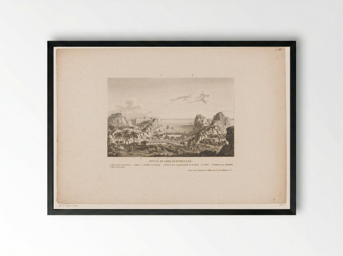 2ème Vue de l'Isle de St. Hélène - Jean Jérôme Baugean - Framed Print Black
