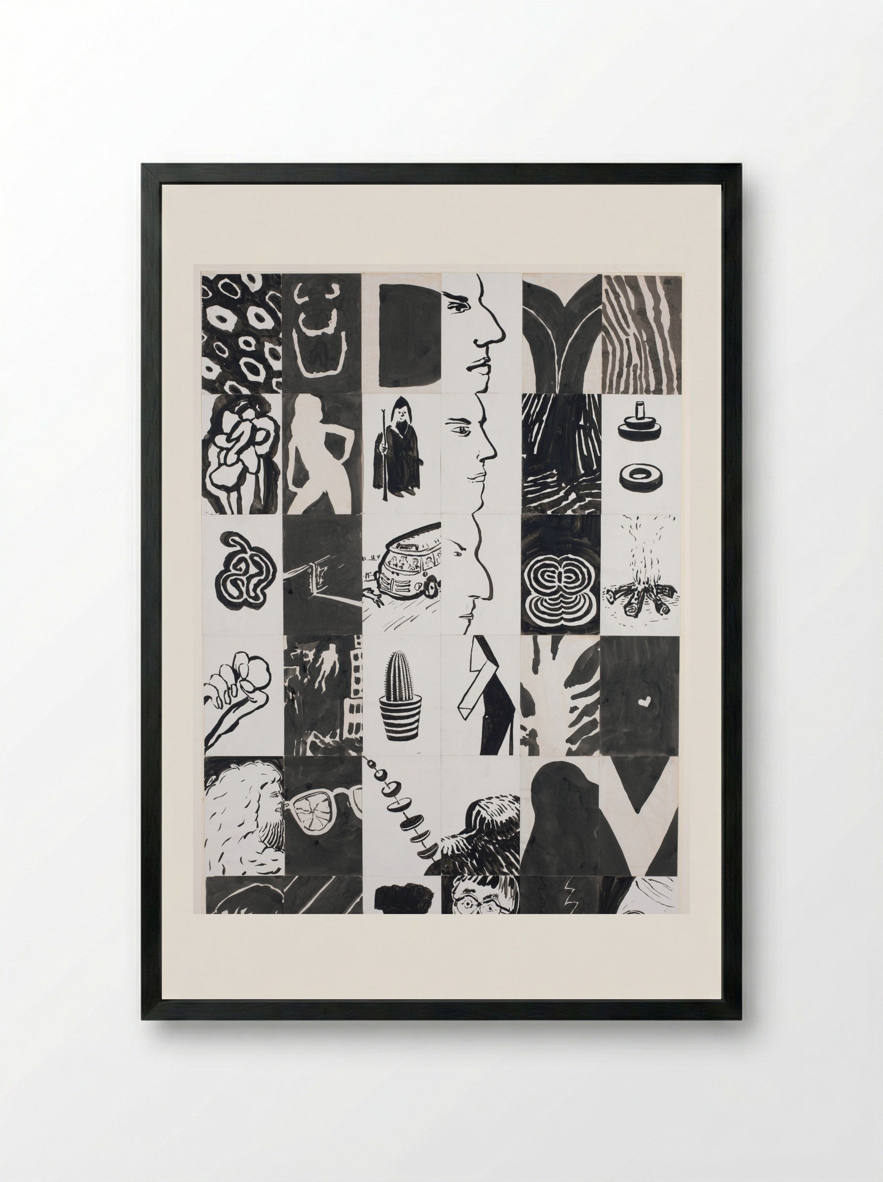 36 voorstellingen, waaronder cactus - Pieter Holstein - Framed Print Black