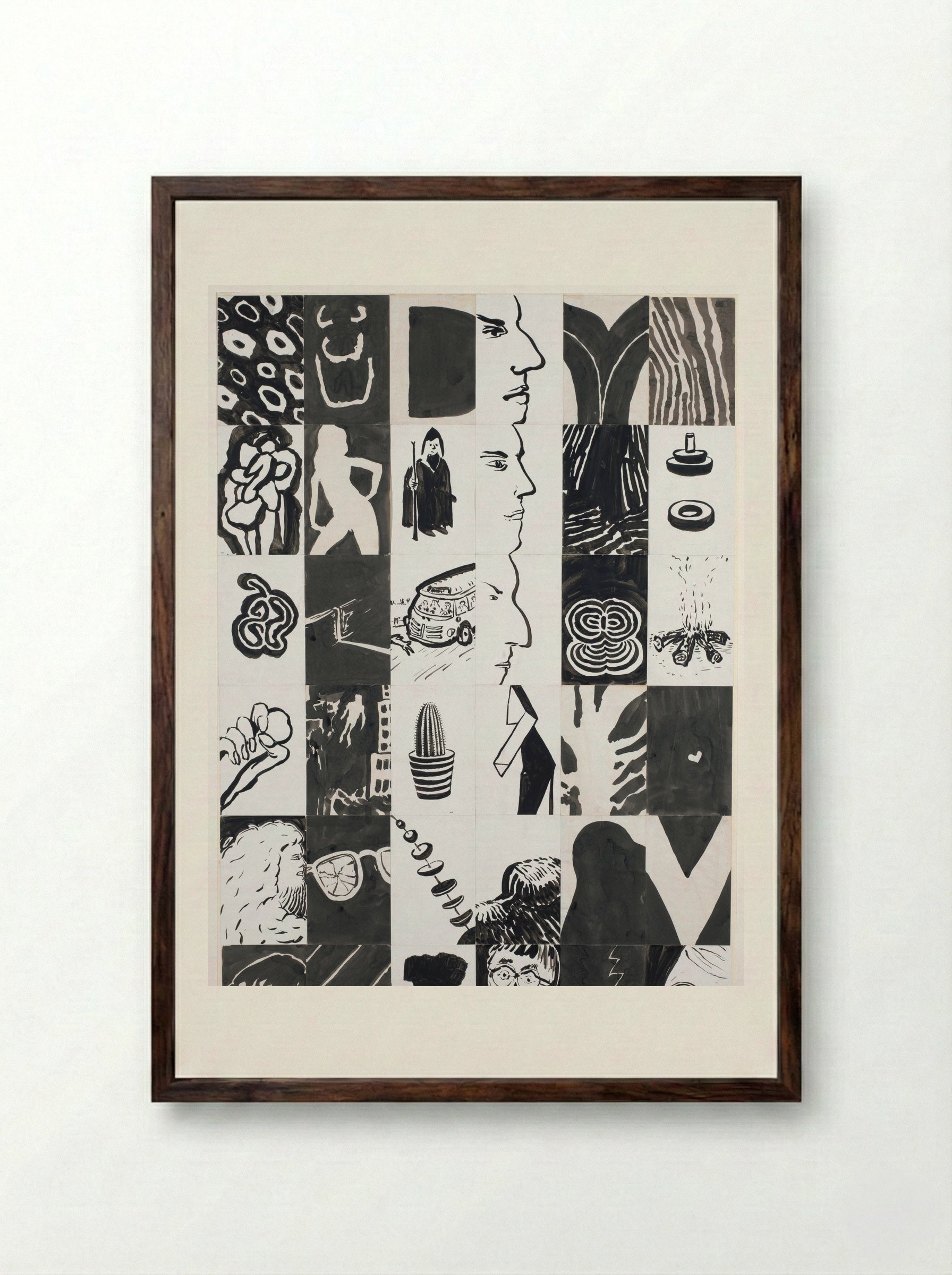 36 voorstellingen, waaronder cactus - Pieter Holstein - Framed Print Dark Wood