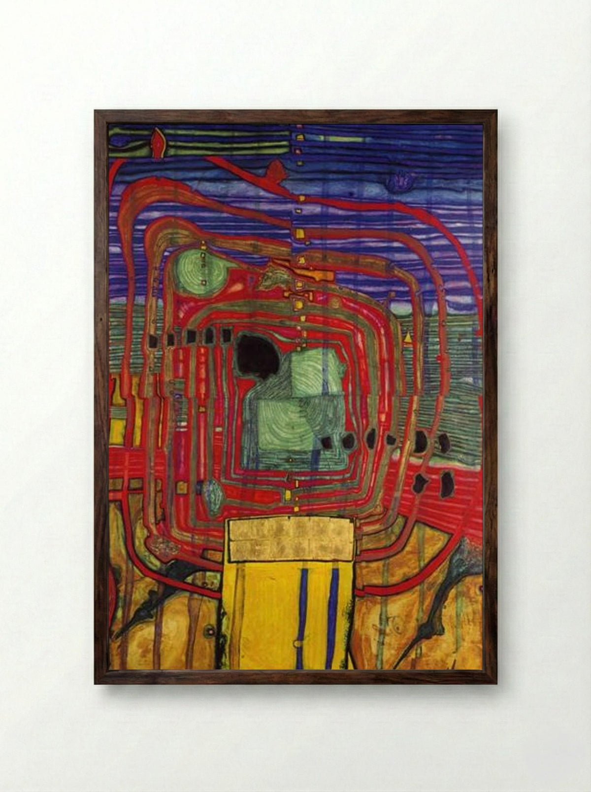 460 Hommage au Tachisme - Friedensreich Hundertwasser - Framed Print Dark Wood