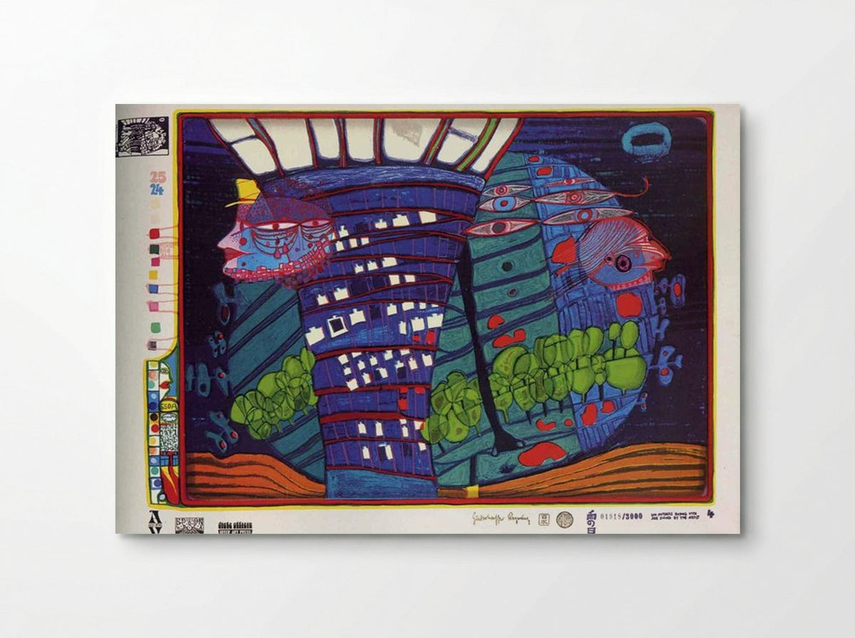 650A Exodus Into Space - Friedensreich Hundertwasser - Poster