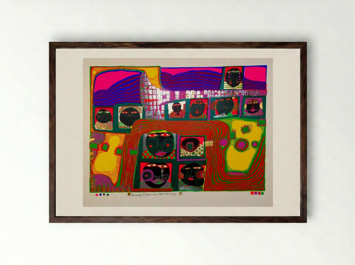 675 Kingdom of the Toro - Friedensreich Hundertwasser - Framed Print Dark Wood