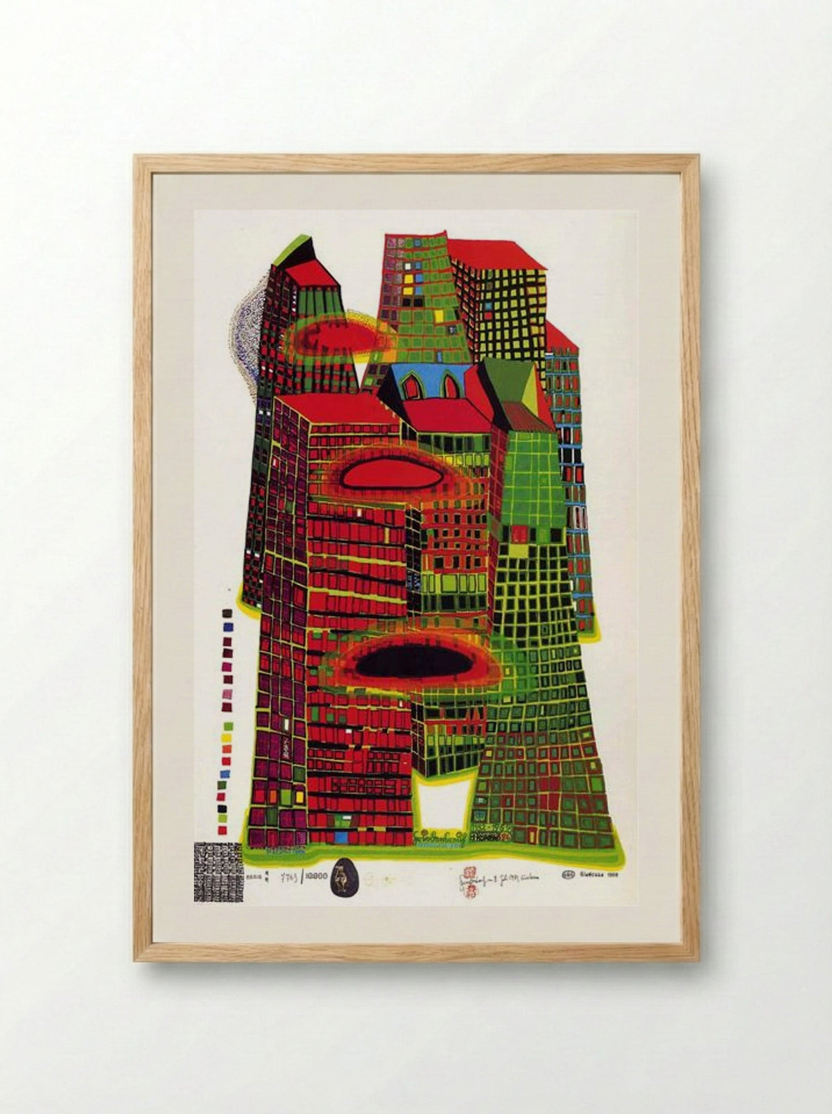 686 Good Morning City (Bleeding Town) - Friedensreich Hundertwasser - Framed Print Wood