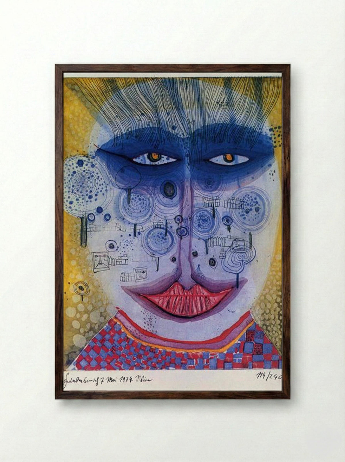 728 Meadowman - Friedensreich Hundertwasser - Framed Print Dark Wood