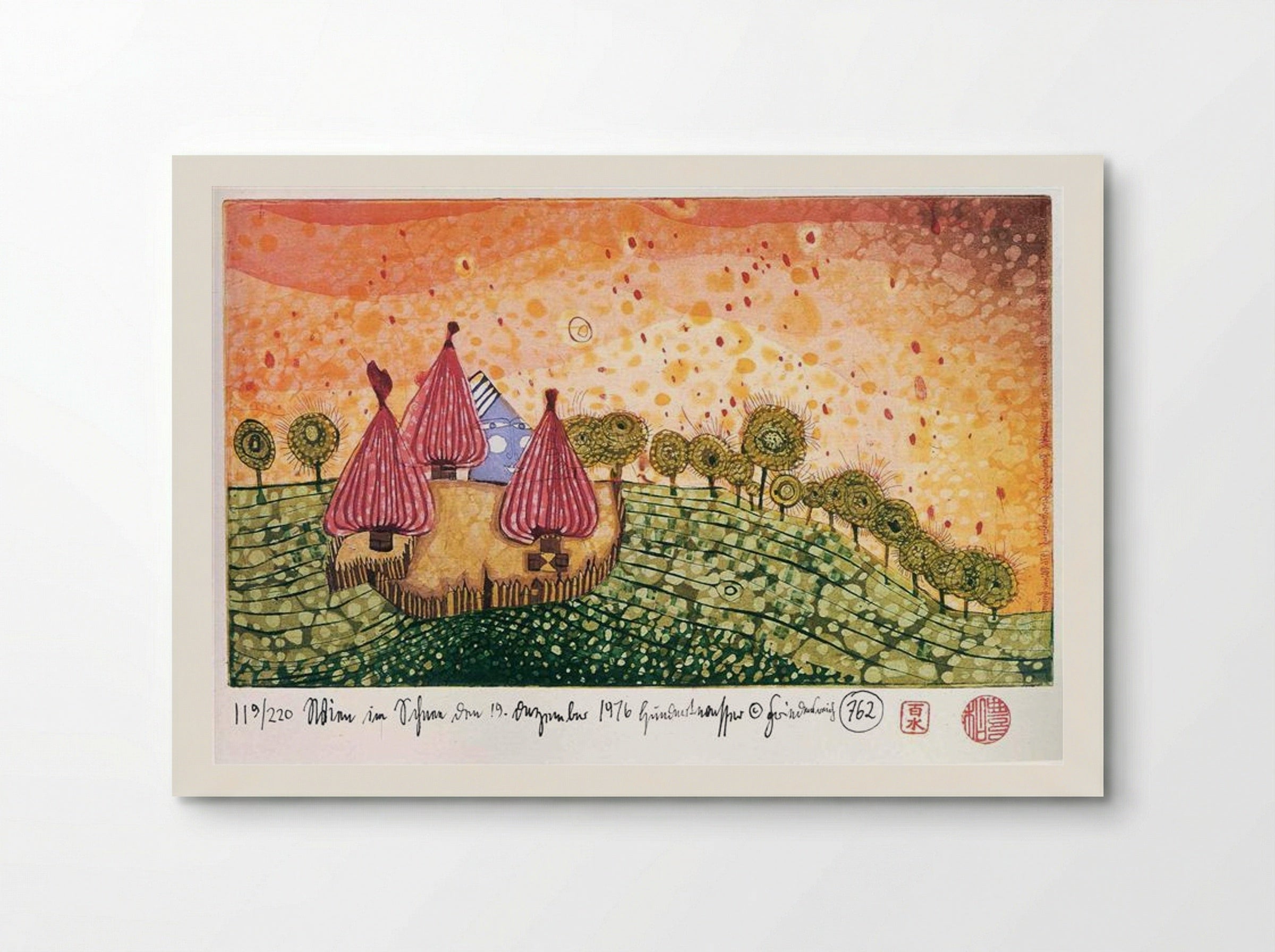 762 Hide Under the Meadow It Begins to Rain - Friedensreich Hundertwasser - Poster