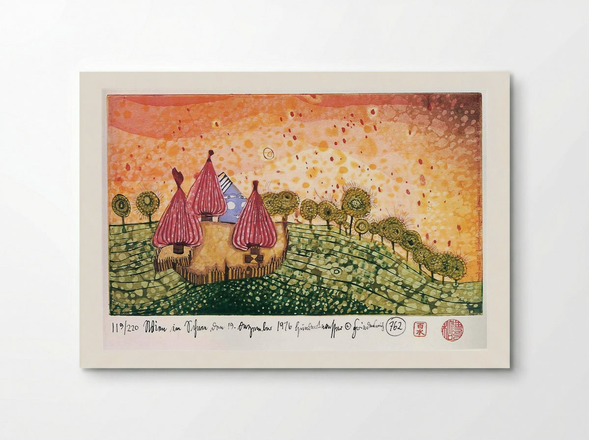 762 Hide Under the Meadow It Begins to Rain - Friedensreich Hundertwasser - Poster