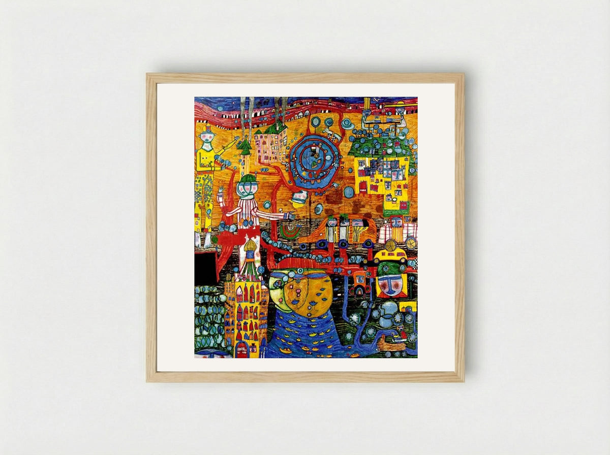 936 The 30 Days Fax Painting - Friedensreich Hundertwasser - Framed Print Wood