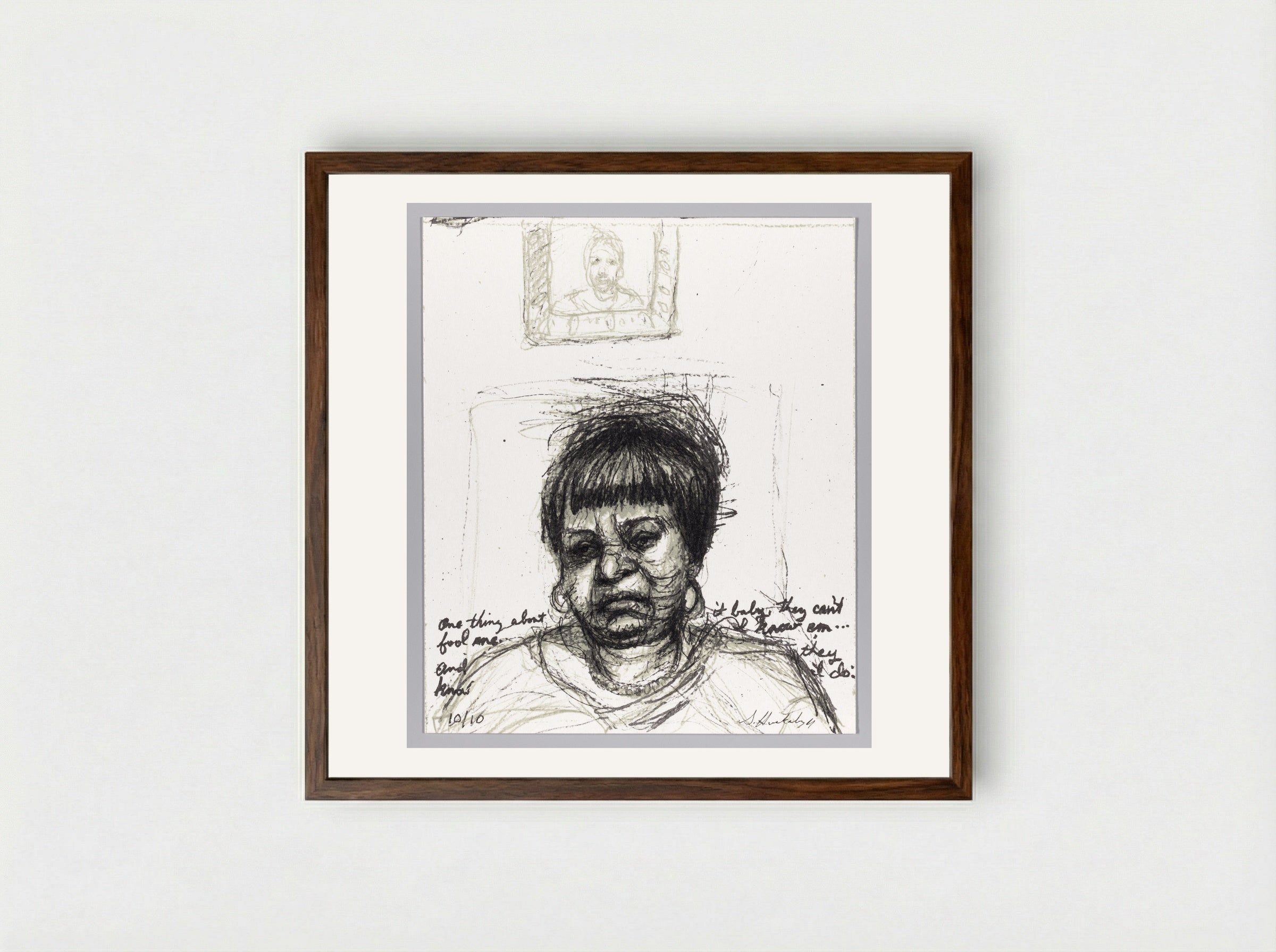 99% NO.88 Mary - Sedrick Huckaby - Framed Print Dark Wood