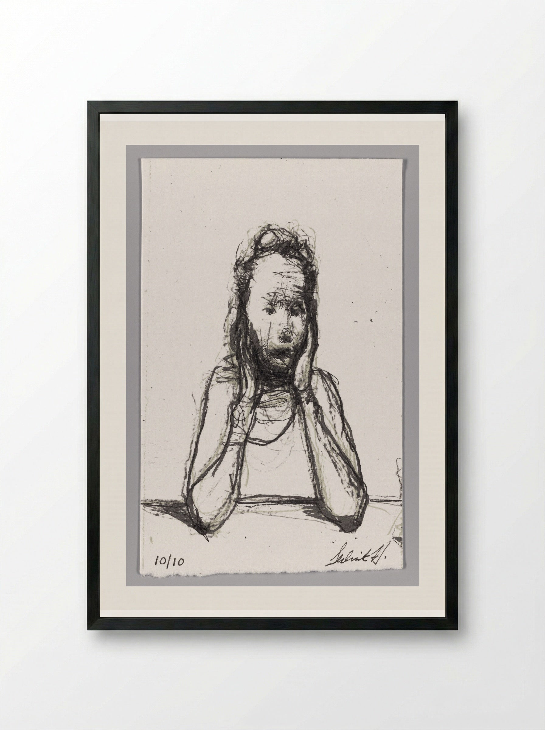 99% No. 96 Seated Lady - Sedrick Huckaby - Framed Print Black