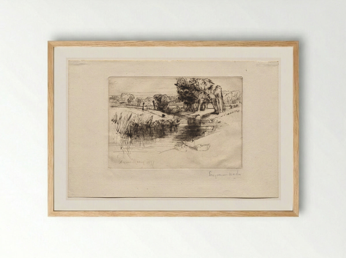 A Backwater - Francis Seymour Haden - Framed Print Wood