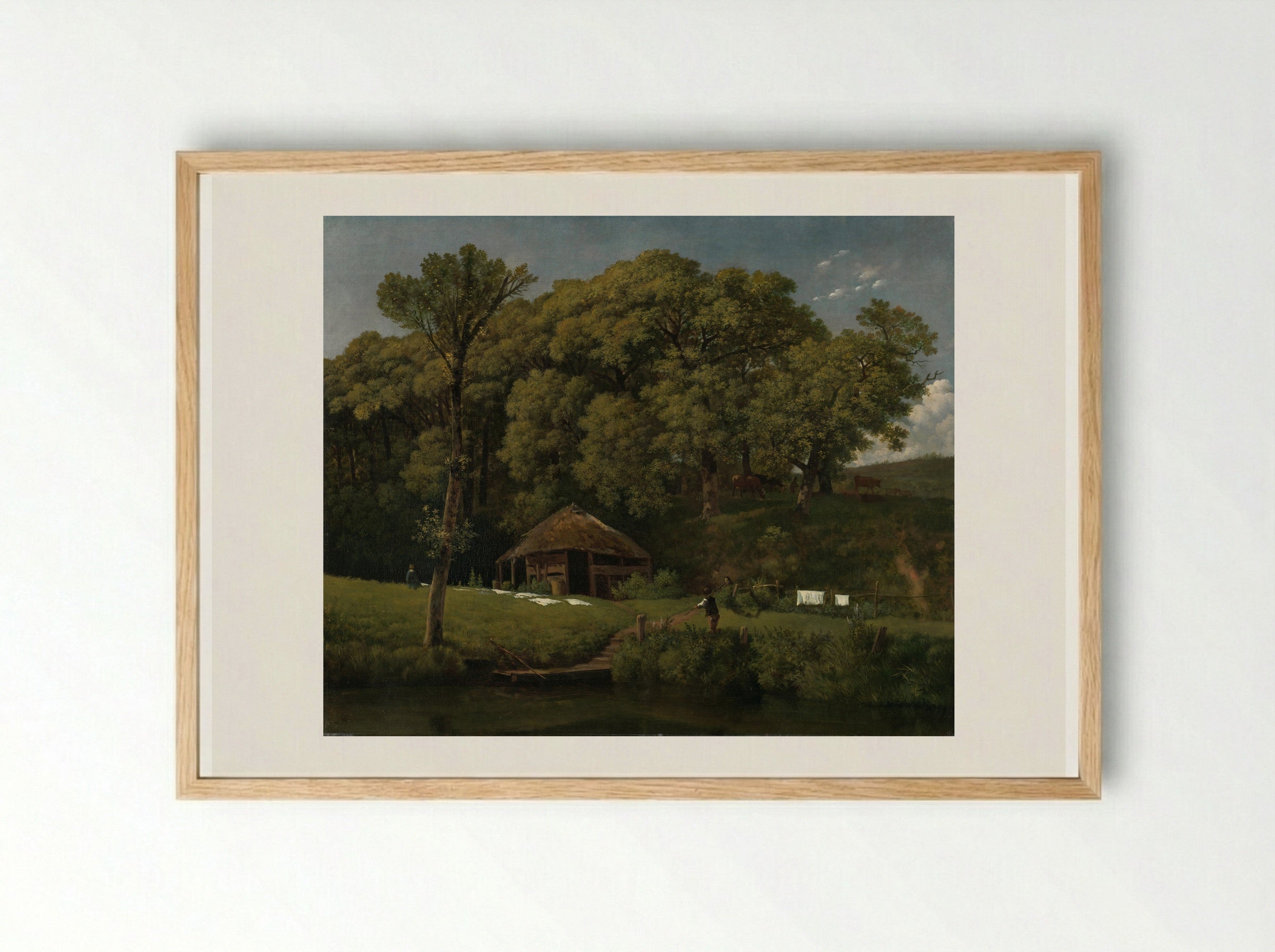 A Barn on the Bank of a Stream in Gelderland - Wouter Johannes van Troostwijk - Framed Print Wood