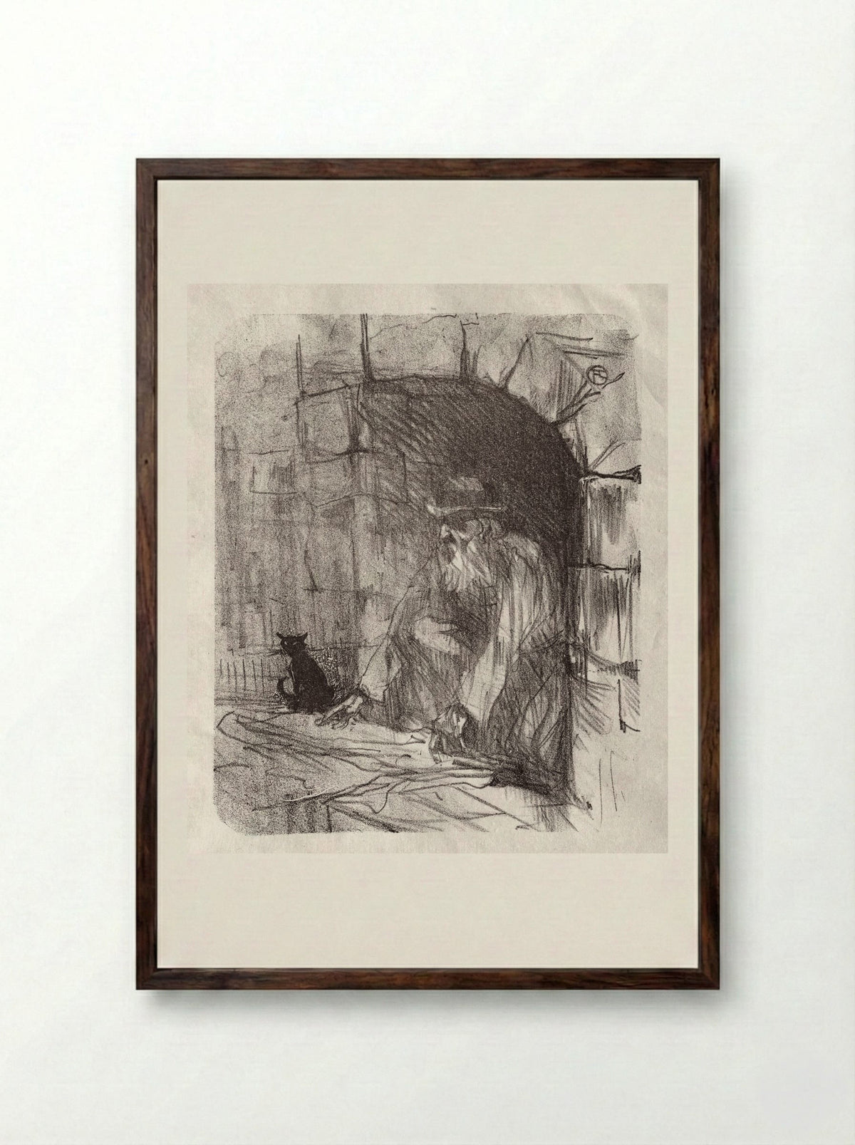 A Basement Shop in Cracow - Henri de Toulouse-Lautrec - Framed Print Dark Wood