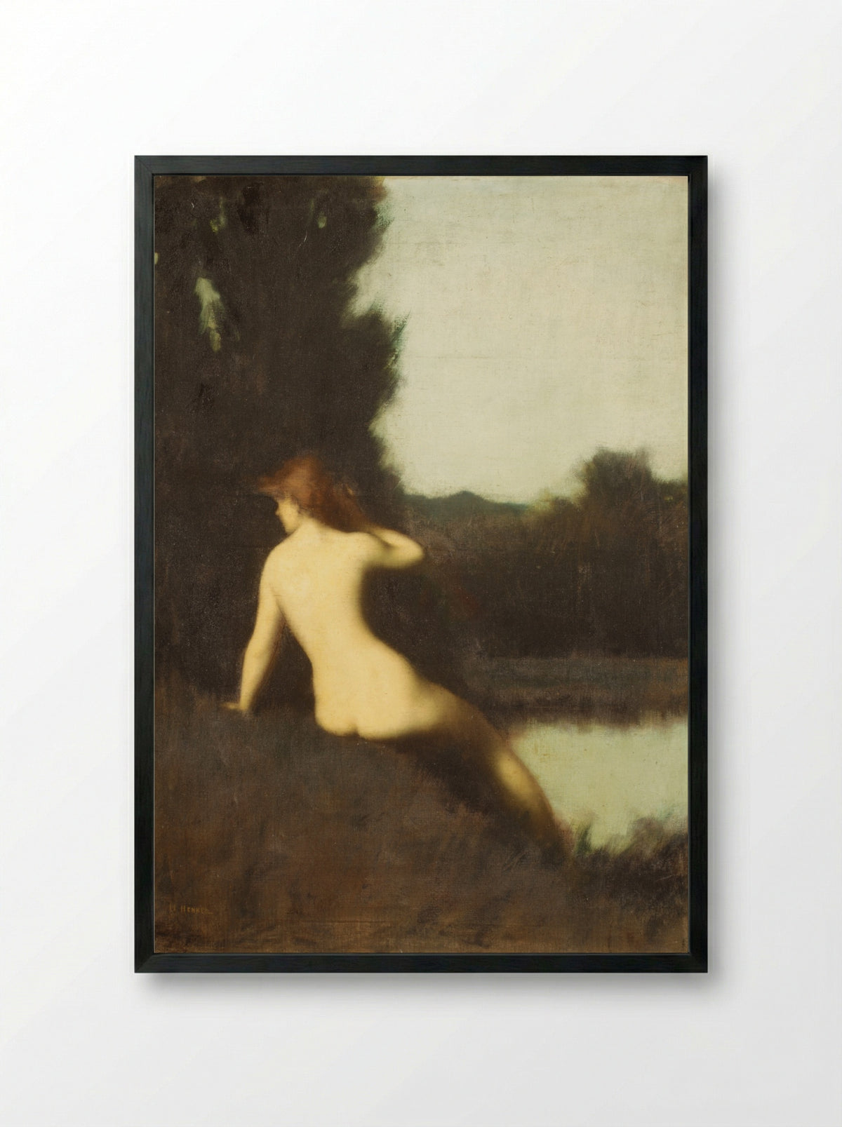 A Bather (Echo) - Jean-Jacques Henner - Framed Print Black