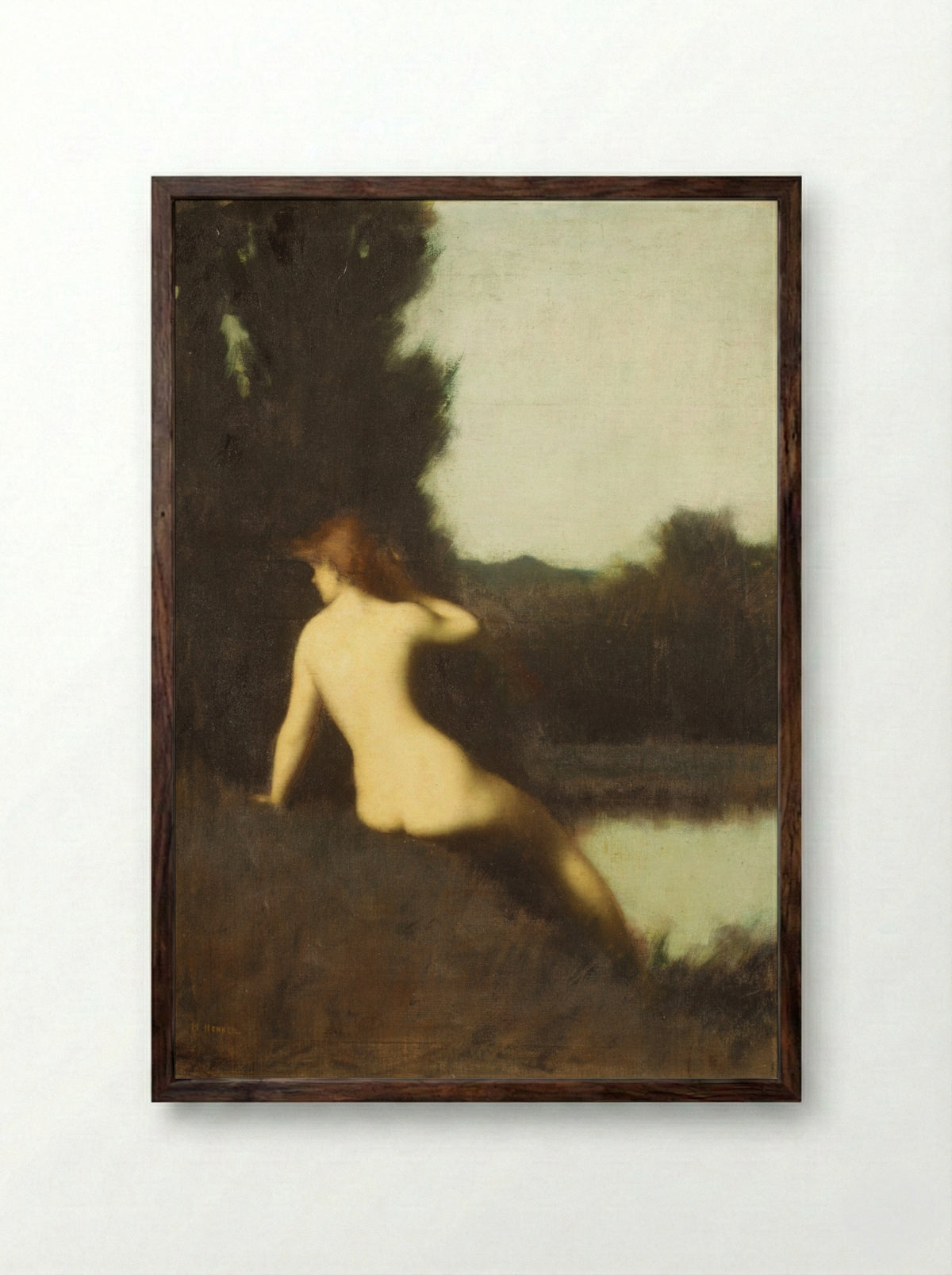 A Bather (Echo) - Jean-Jacques Henner - Framed Print Dark Wood