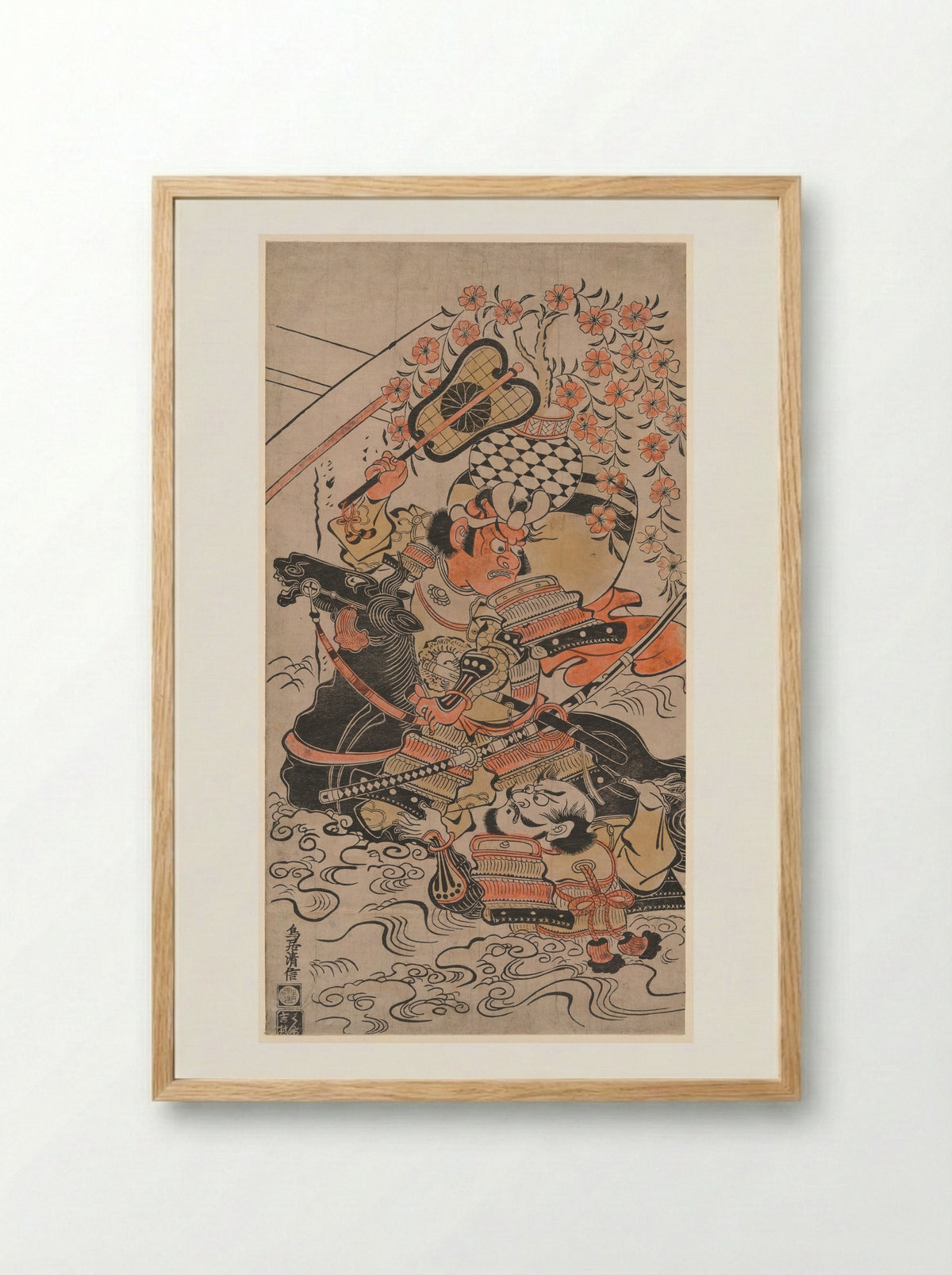 A Battle in Mid-Stream - Torii Kiyonobu I - Framed Print Wood