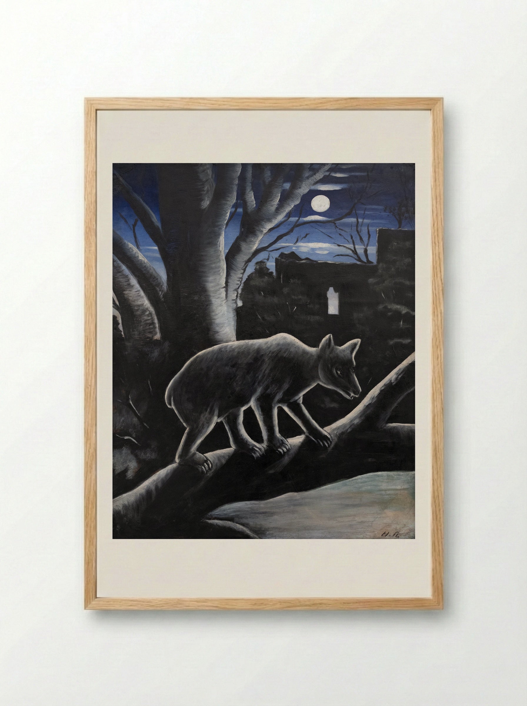 A Bear in a Moon Night - Niko Pirosmani - Framed Print Wood