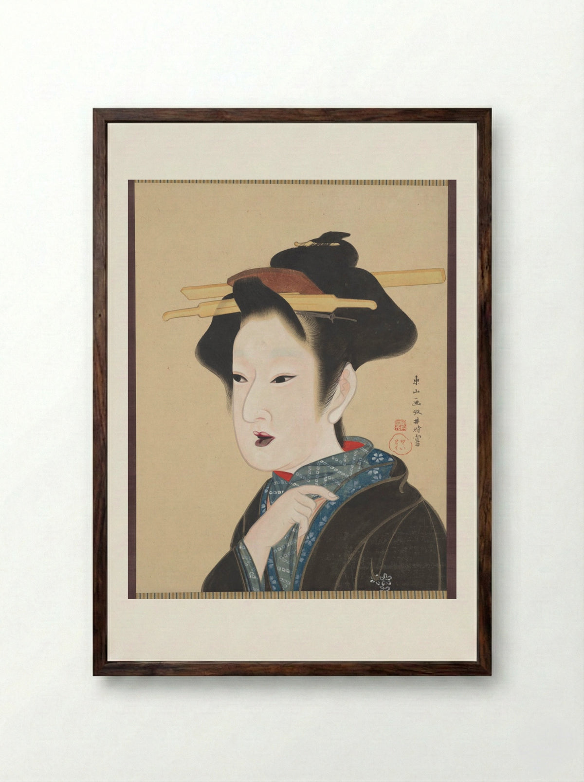 A Beauty - Gion Seitoku - Framed Print Dark Wood