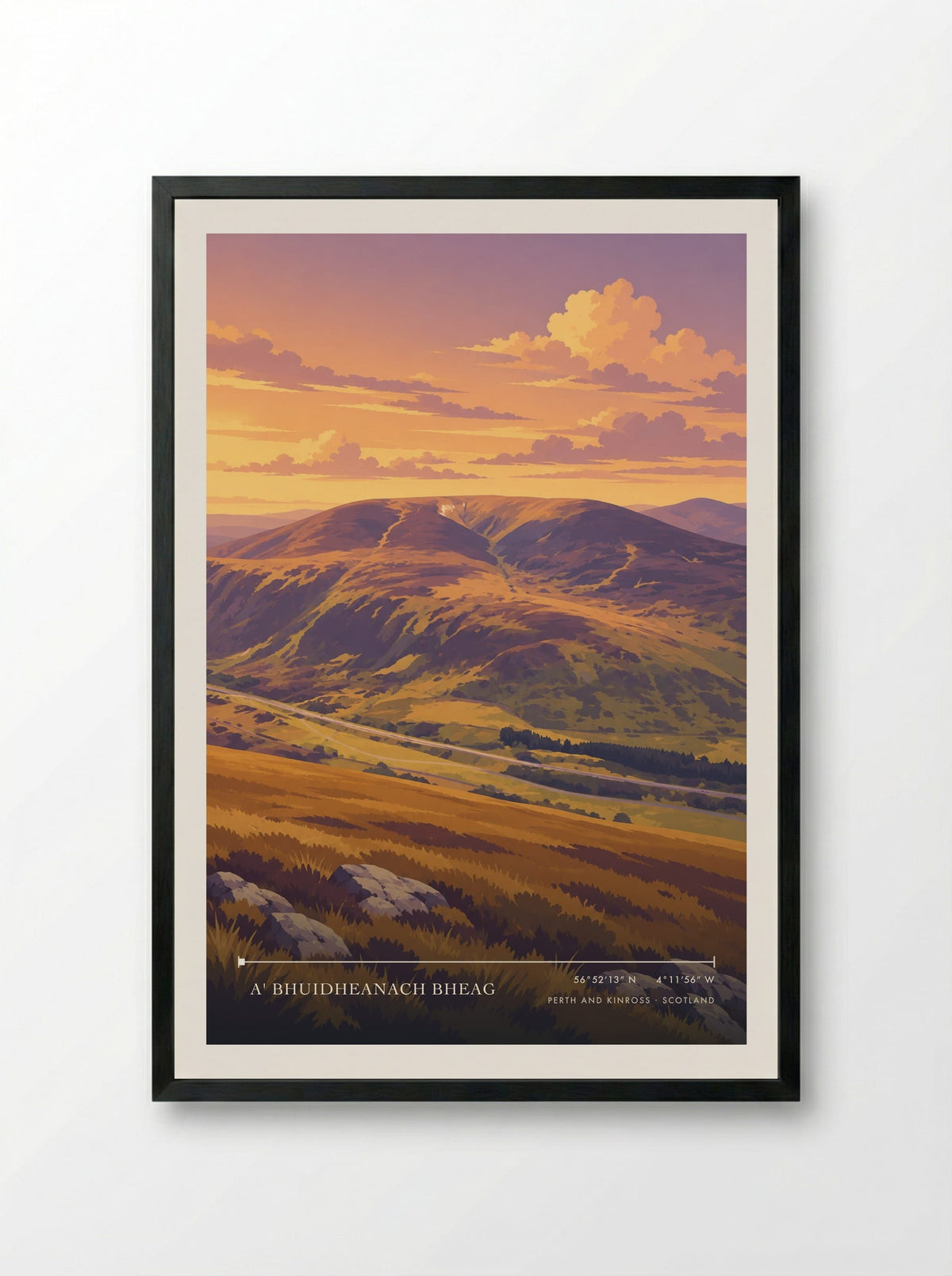 A' Bhuidheanach Bheag, Perth and Kinross | Travel Poster - Framed Print Black