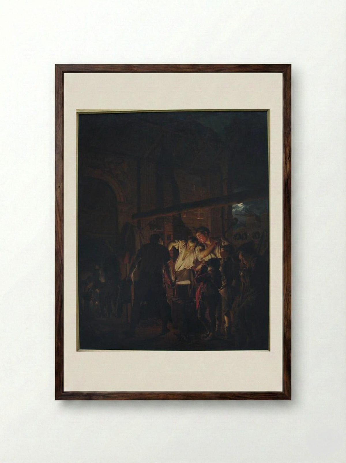 A Blacksmith's Shop - Joseph Wright of Derby - Framed Print Dark Wood