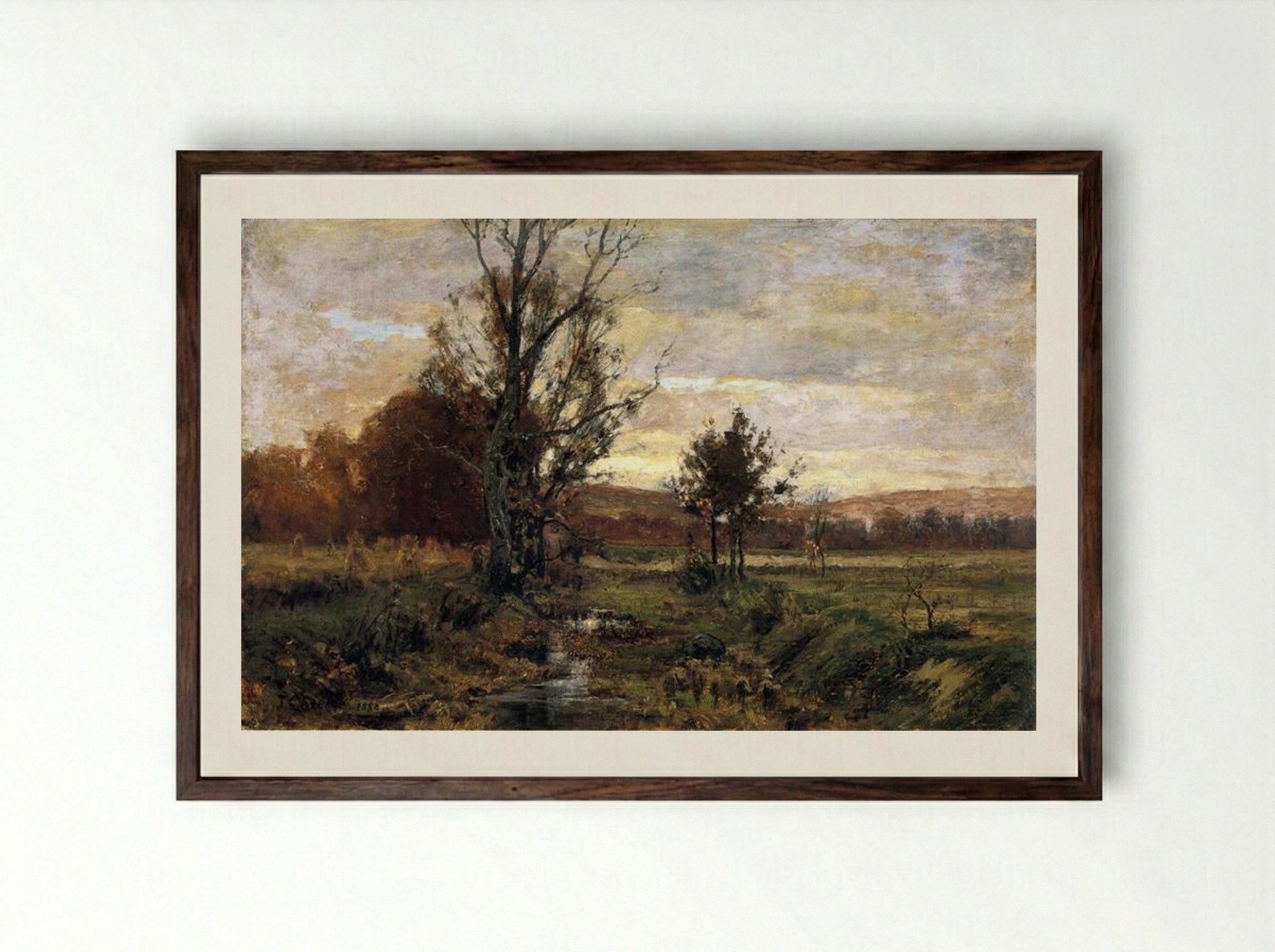 A Bleak Day - T. C. Steele - Framed Print Dark Wood