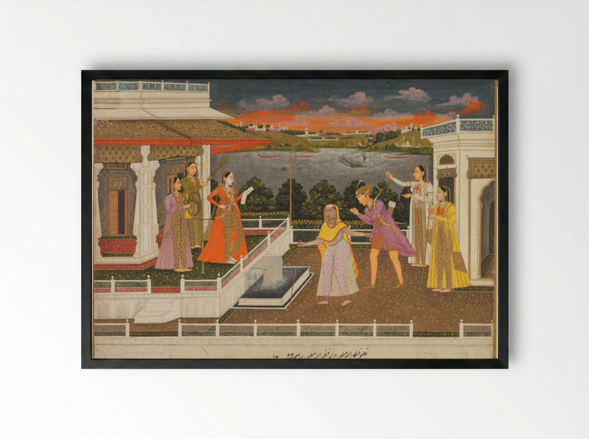 A Blindfolded Suitor Brought Before a Princess - Fayzullah - Framed Print Black