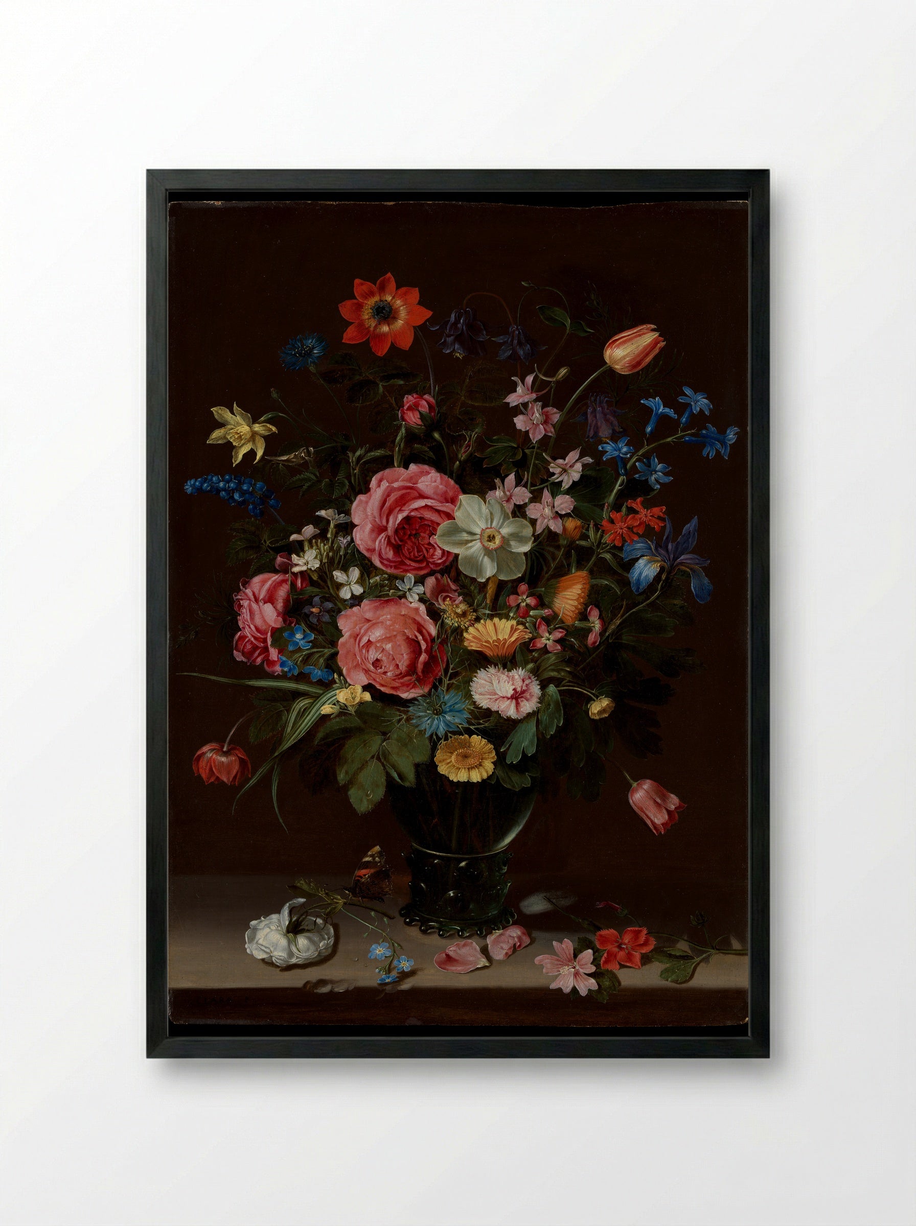 A Bouquet of Flowers - Clara Peeters - Framed Print Black