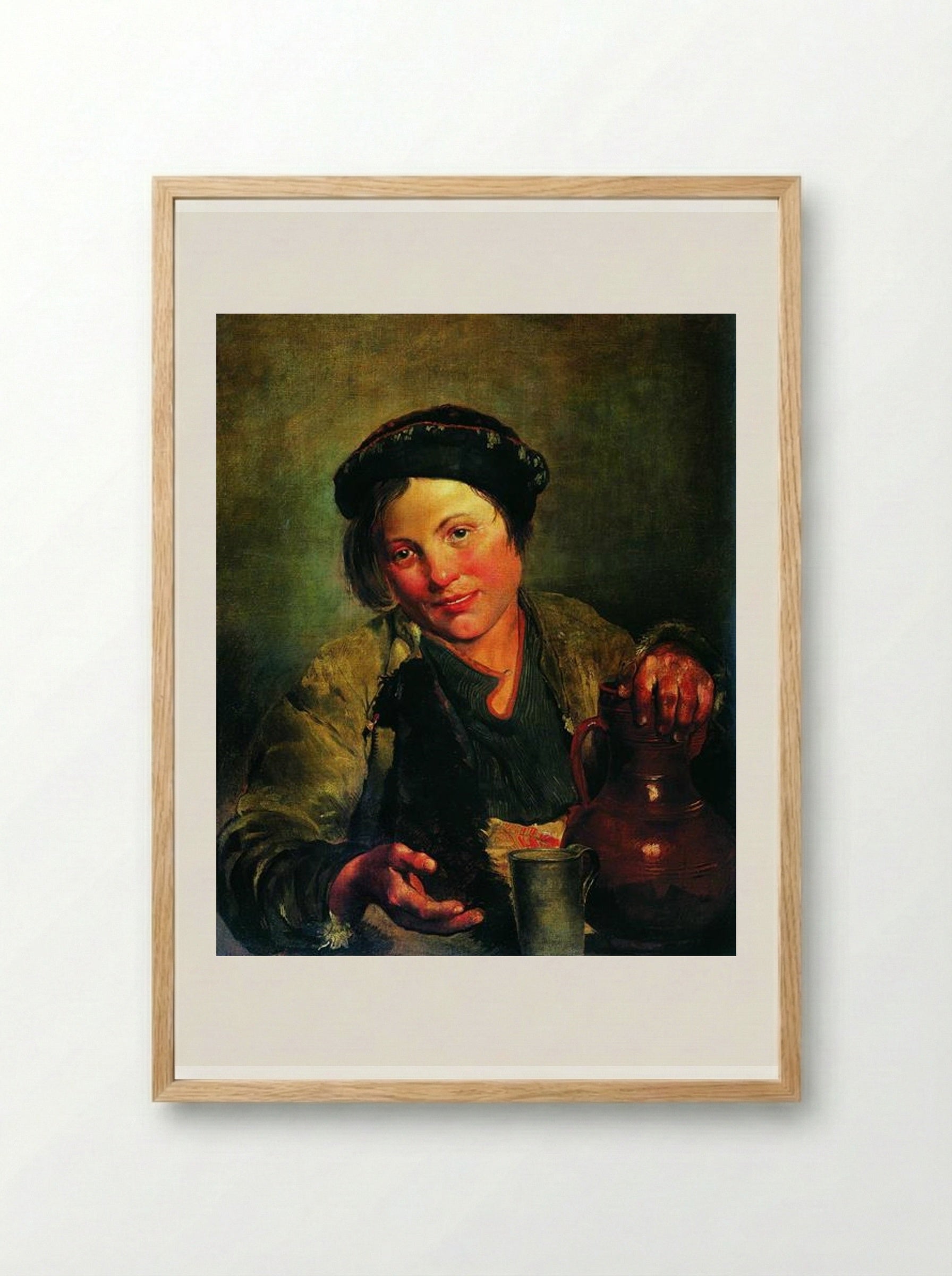 A Boy Selling Brew - Vladimir Makovsky - Framed Print Wood