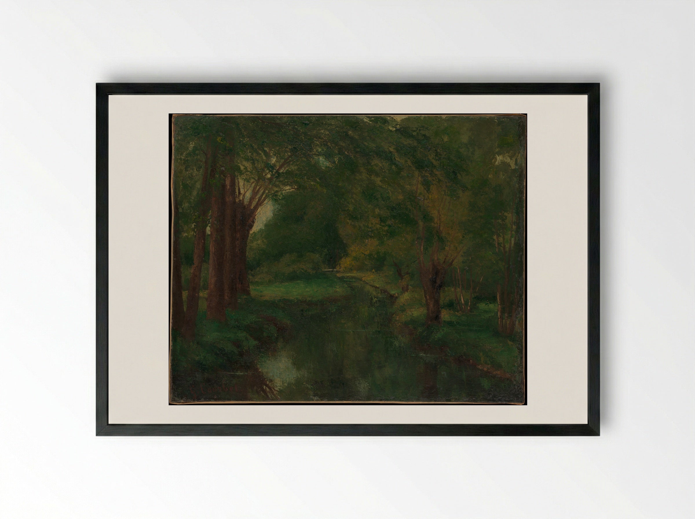 A Brook in a Clearing - Gustave Courbet - Framed Print Black