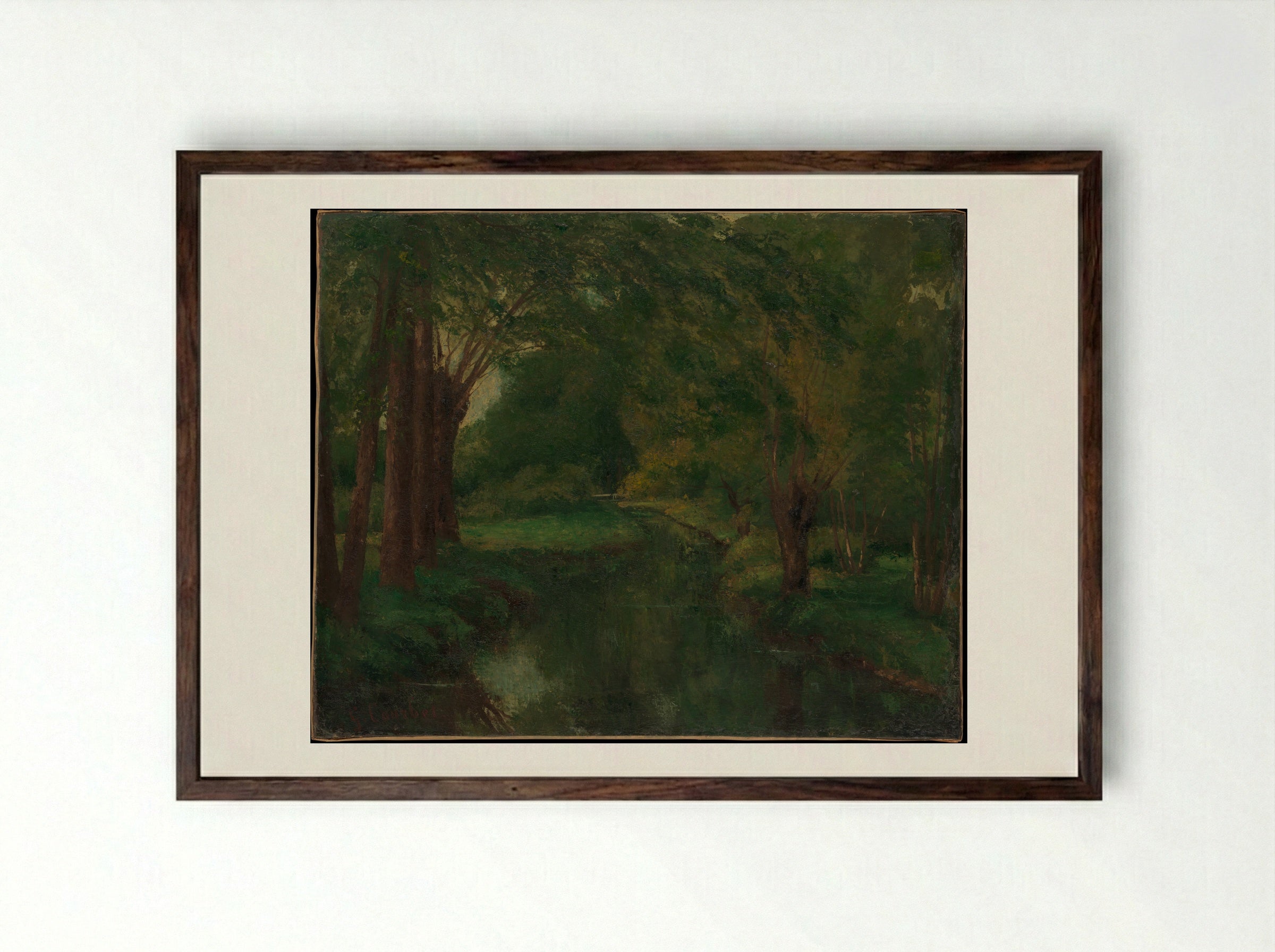 A Brook in a Clearing - Gustave Courbet - Framed Print Dark Wood