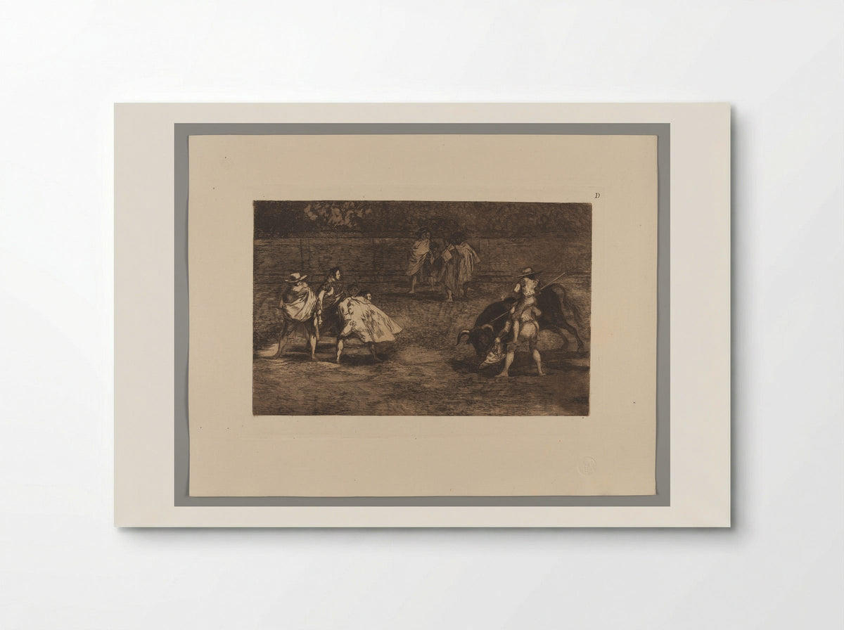 A Bullfighter, Mounted on the Shoulders of an Assistant, Spearing a Bull - Francisco José de Goya y Lucientes - Poster