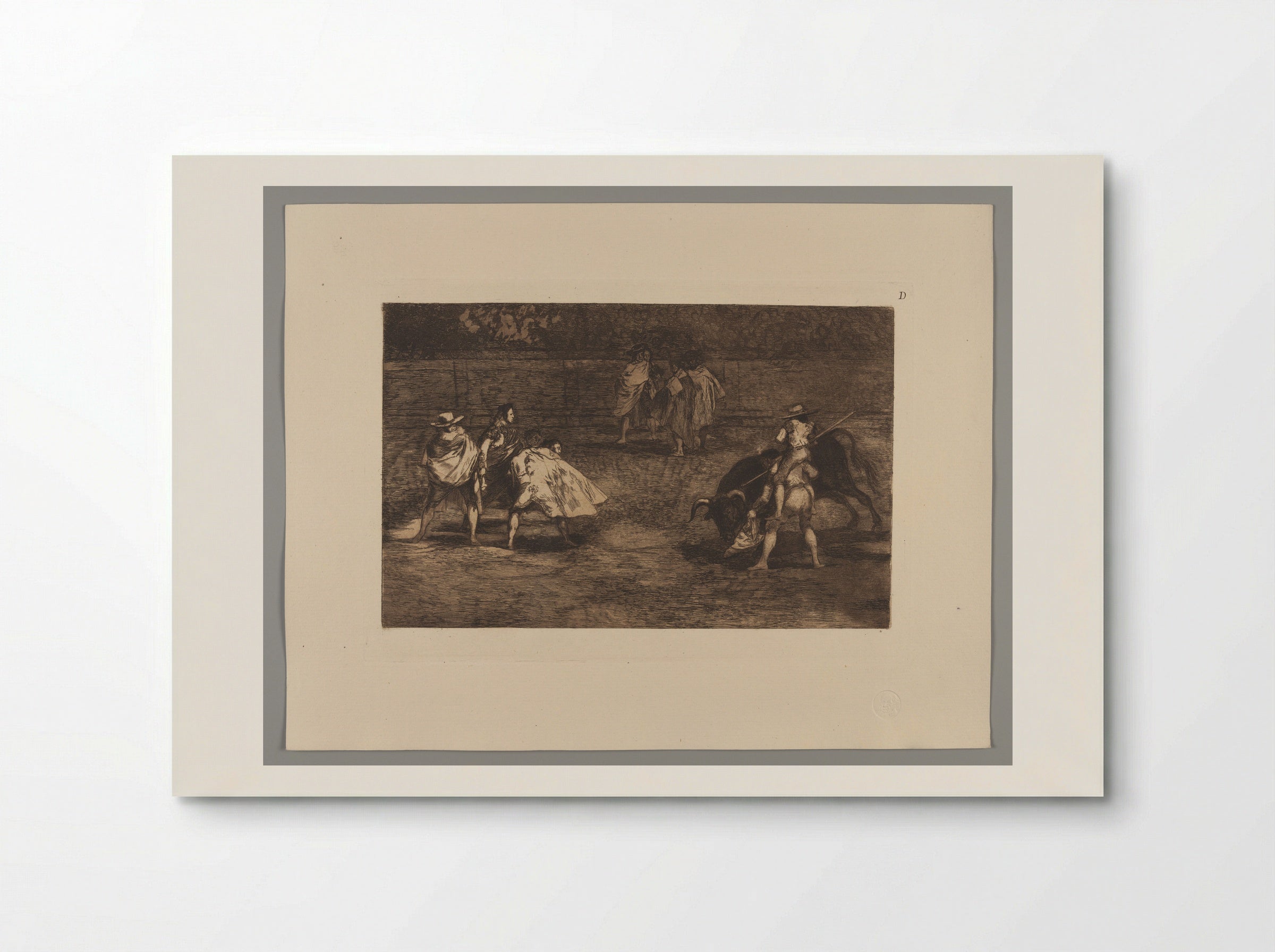 A Bullfighter, Mounted on the Shoulders of an Assistant, Spearing a Bull - Francisco José de Goya y Lucientes - Poster