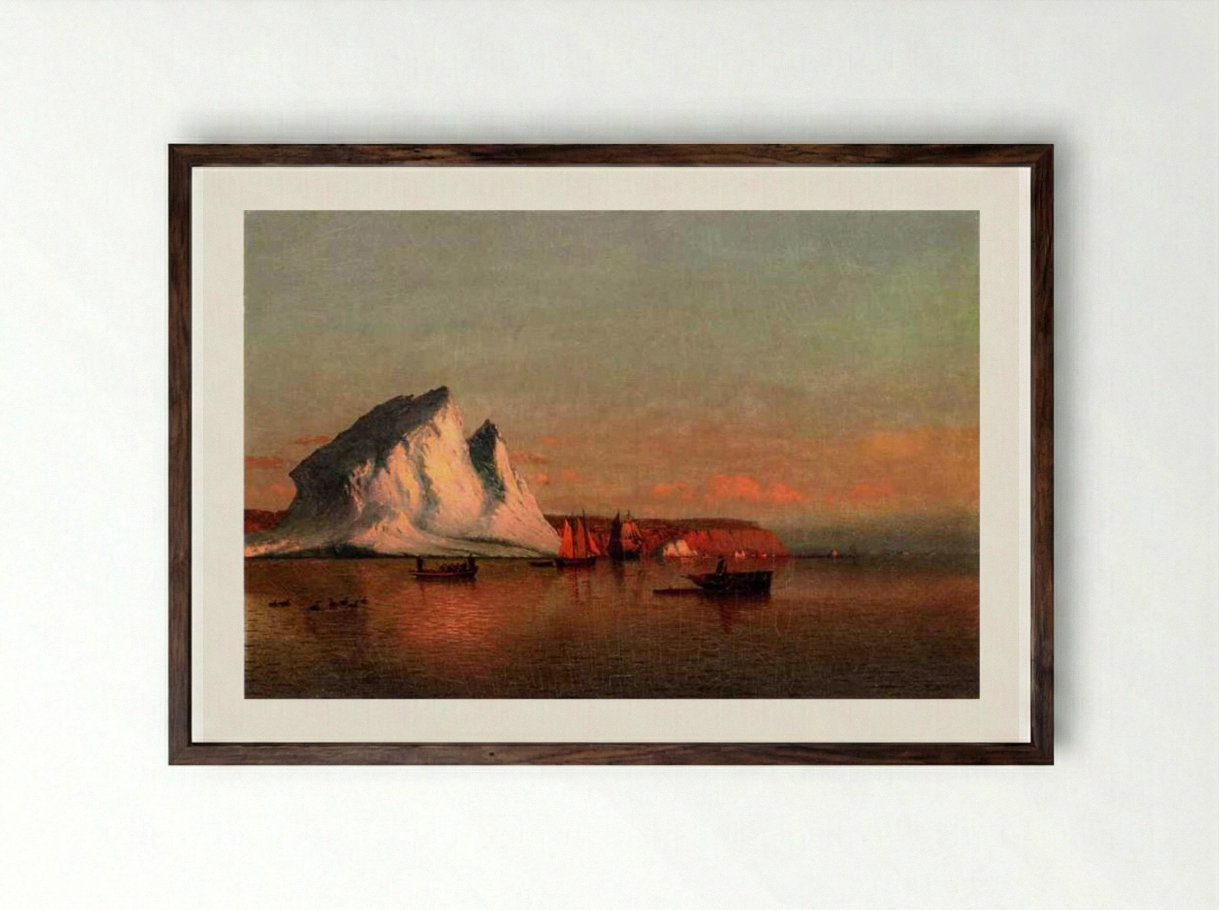 A Calm Afternoon, the Coast of Labrador - William Bradford - Framed Print Dark Wood