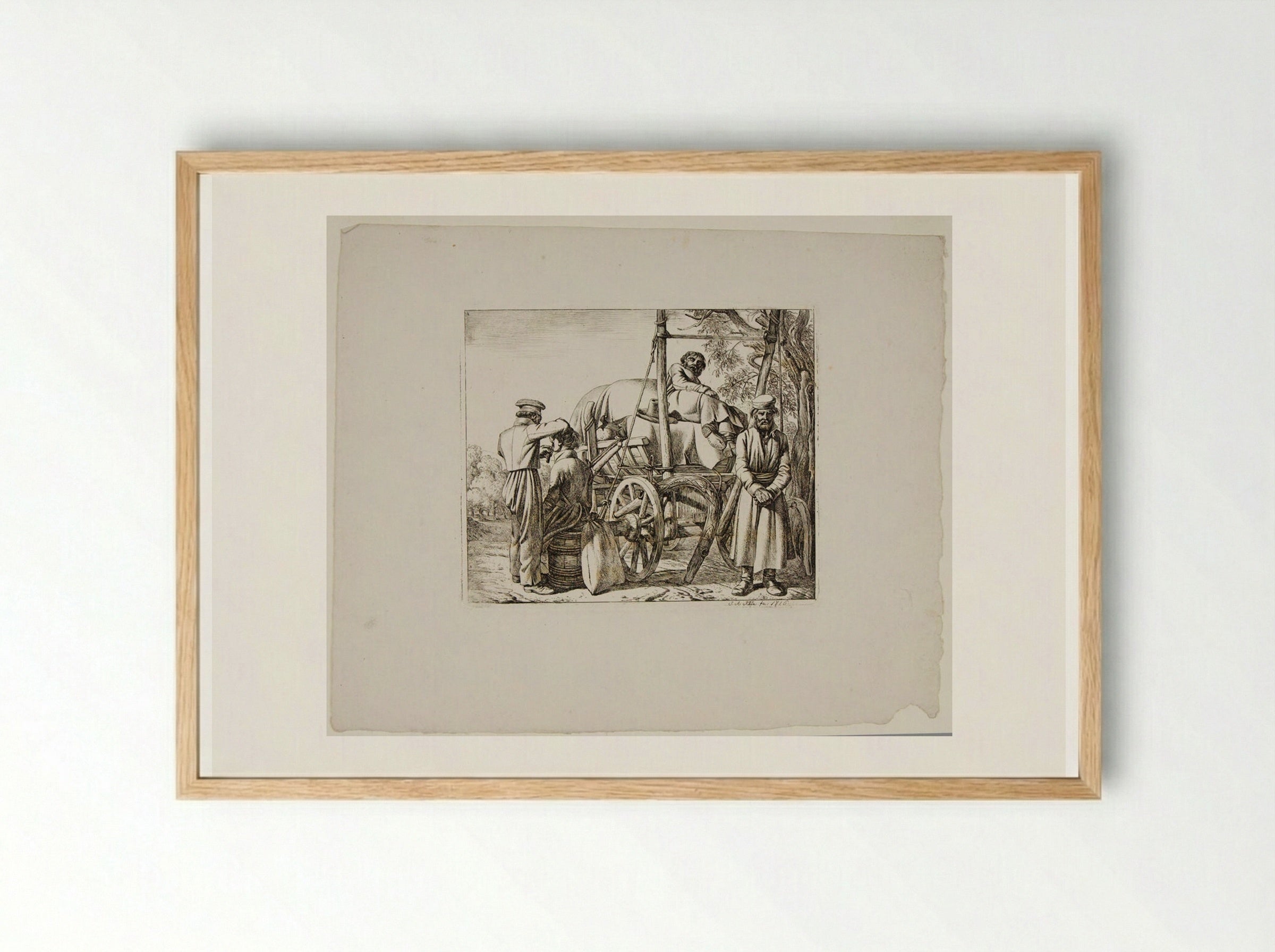 A Camp Barber - Johann Adam Klein - Framed Print Wood