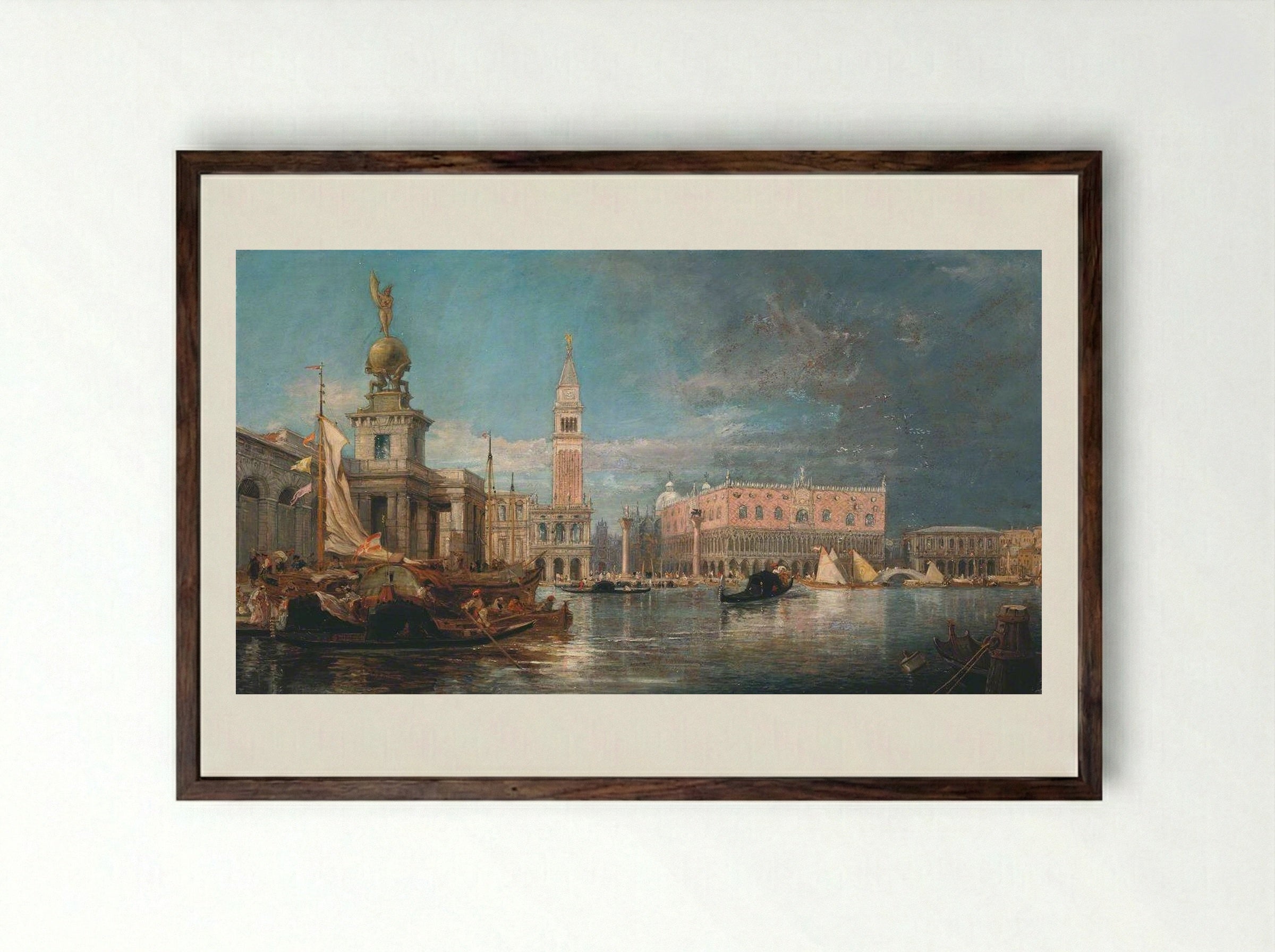 A Canal, Venice - James Holland - Framed Print Dark Wood