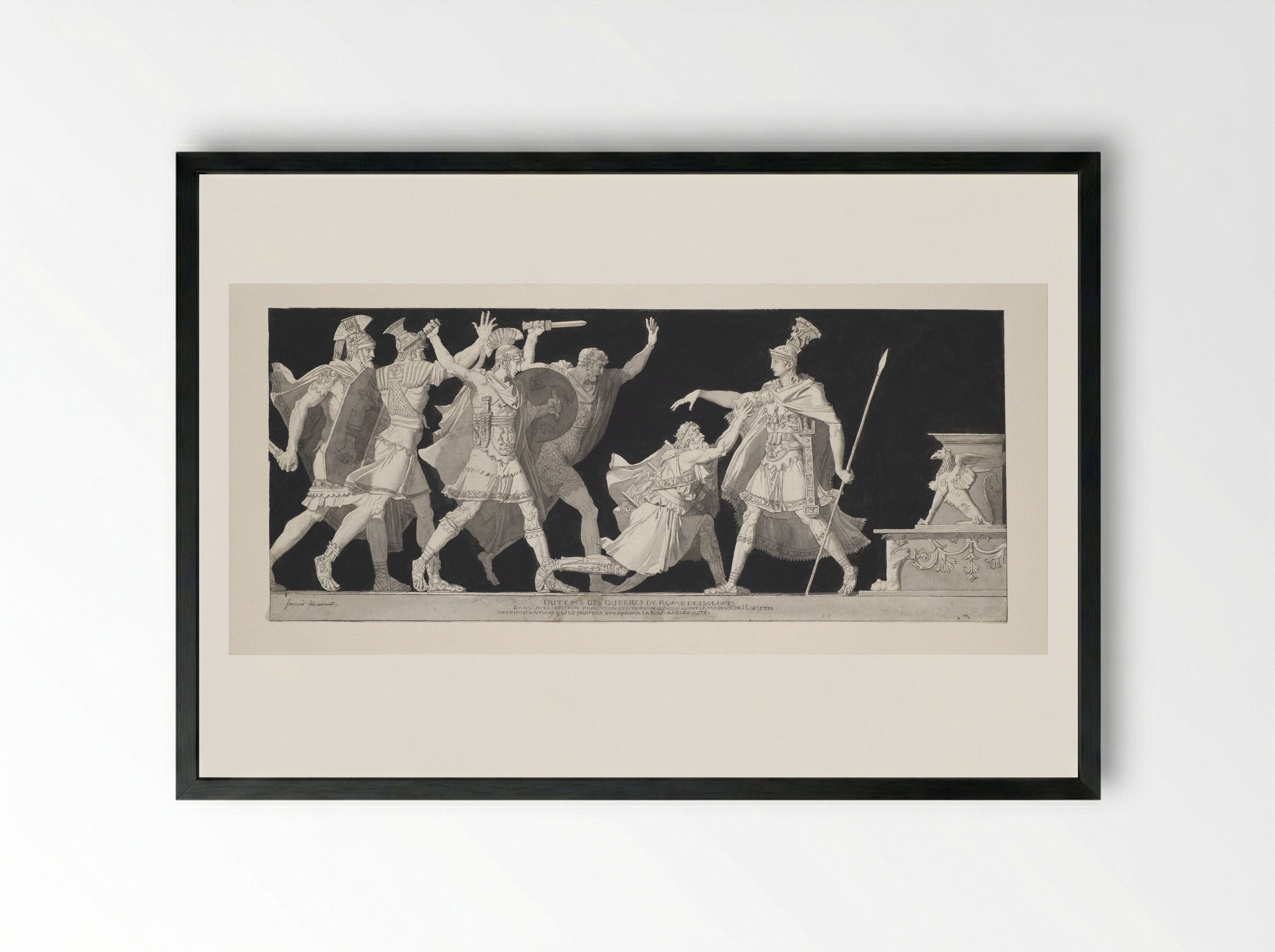 A Centurion Begging for Protection from Marc Antony during a Seditious Revolt - Alexandre-Evariste Fragonard - Framed Print Black