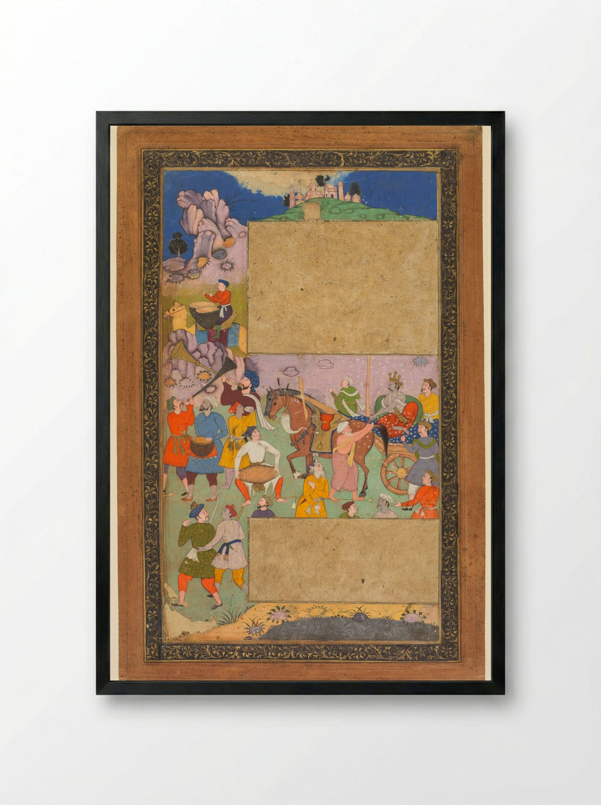 A Charioteer Riding Through a Rocky Landscape - Yusuf Ali - Framed Print Black
