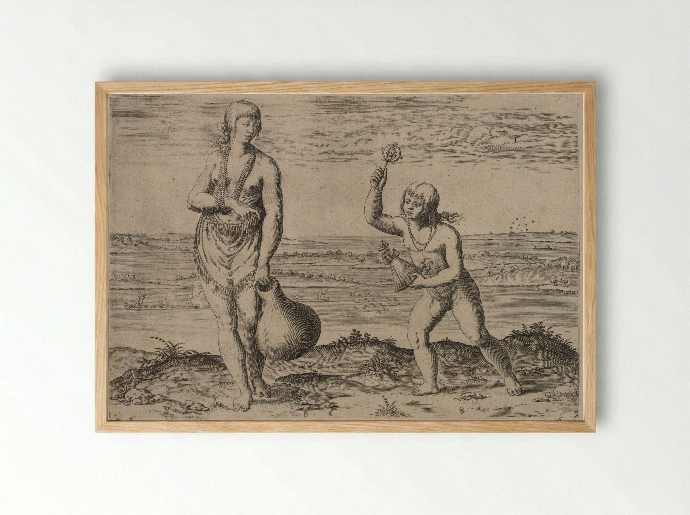 A Chief Lady of Pomeiooc - Theodor de Bry - Framed Print Wood