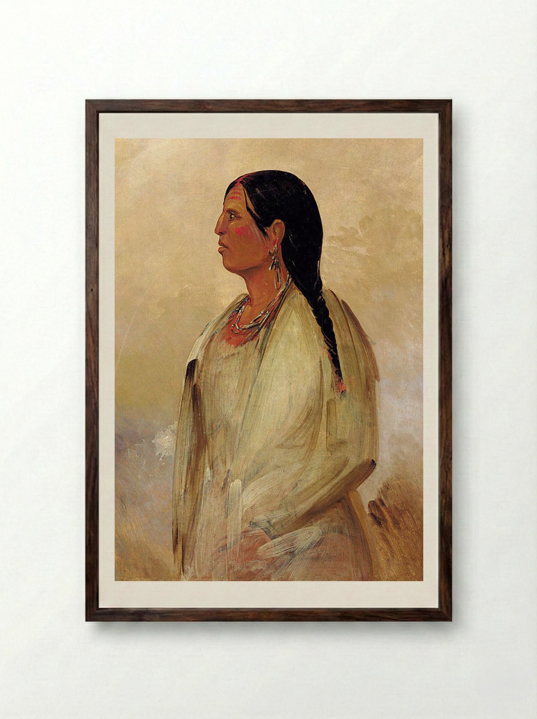 A Choctaw Woman - George Catlin - Framed Print Dark Wood