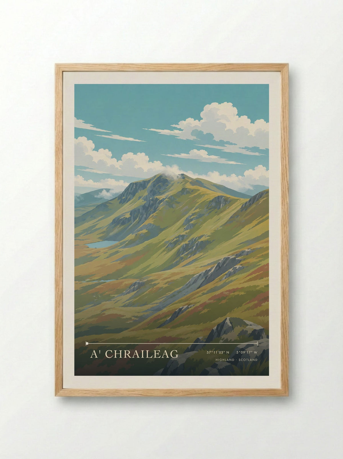 A' Chraileag, Highland | Travel Poster - Framed Print Wood