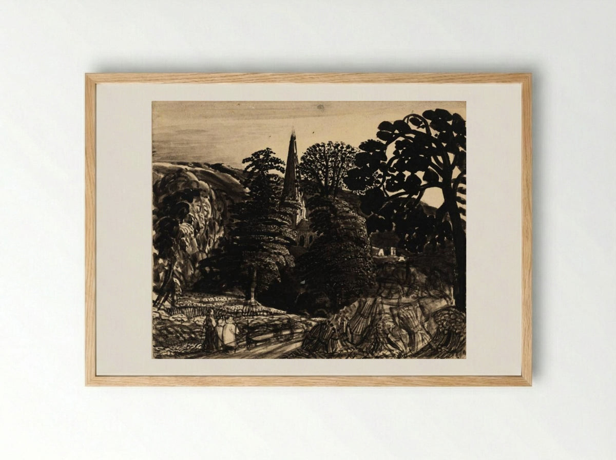 A Church among Trees - Samuel Palmer - Framed Print Wood